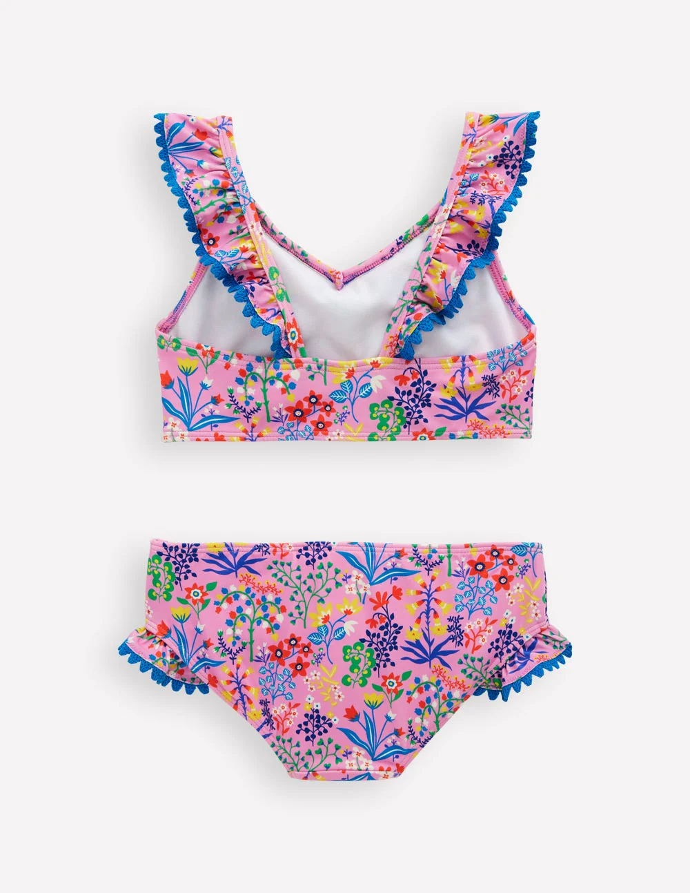 Frill V-neck Bikini Set-Meadowsweet Pink Garden floral - Image 2