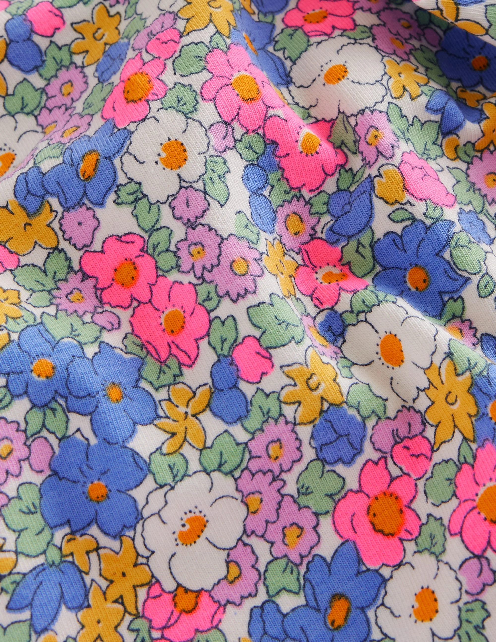 Fun Cropped Leggings-Festival Pink Nautical Floral - Image 3