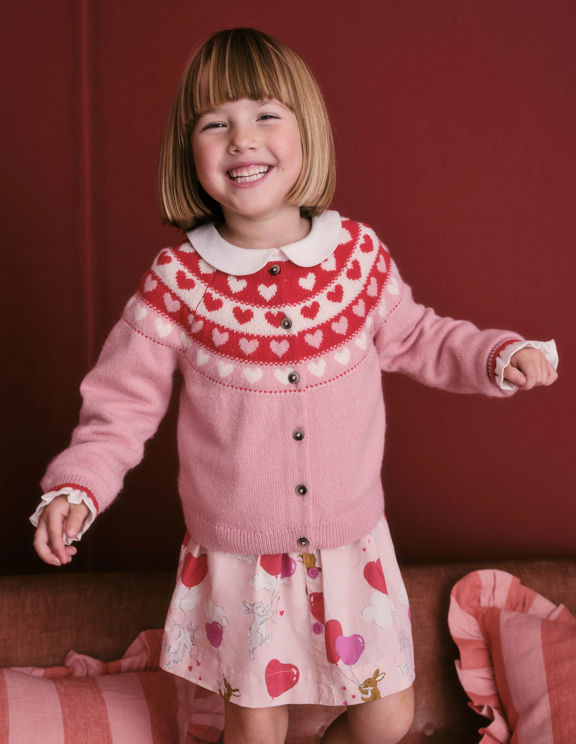 Fun Fair Isle Cardigan-Almond Pink Hearts - Image 4