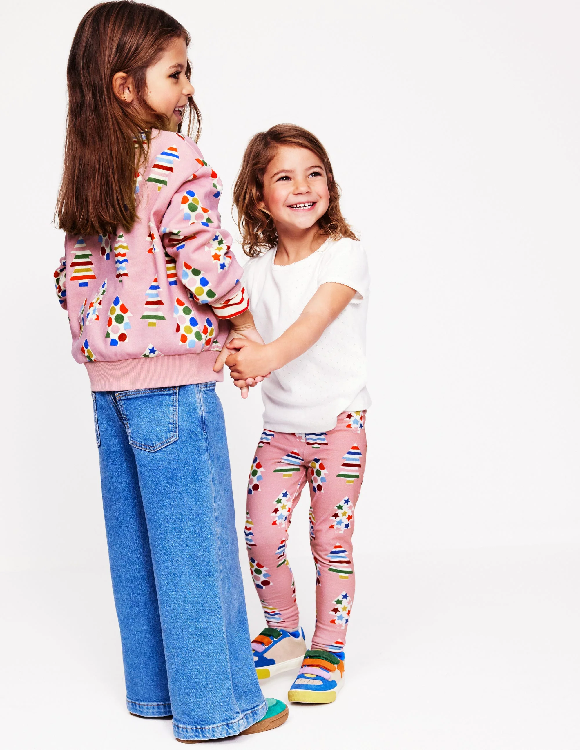 Fun Leggings-Vintage Pink Christmas Trees - Image 7