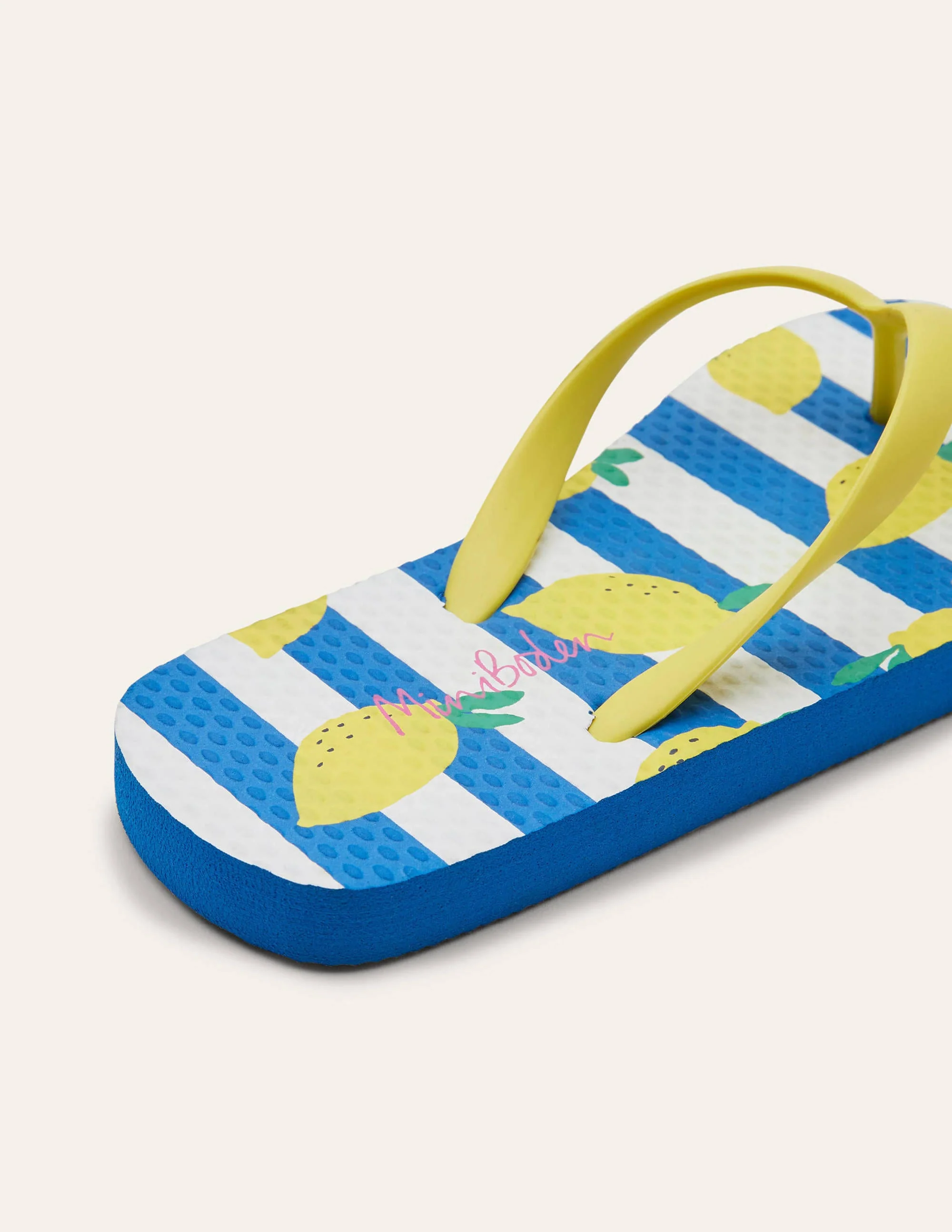 Fun Printed Flip Flops-Ivory/Blue Lemons - Image 3
