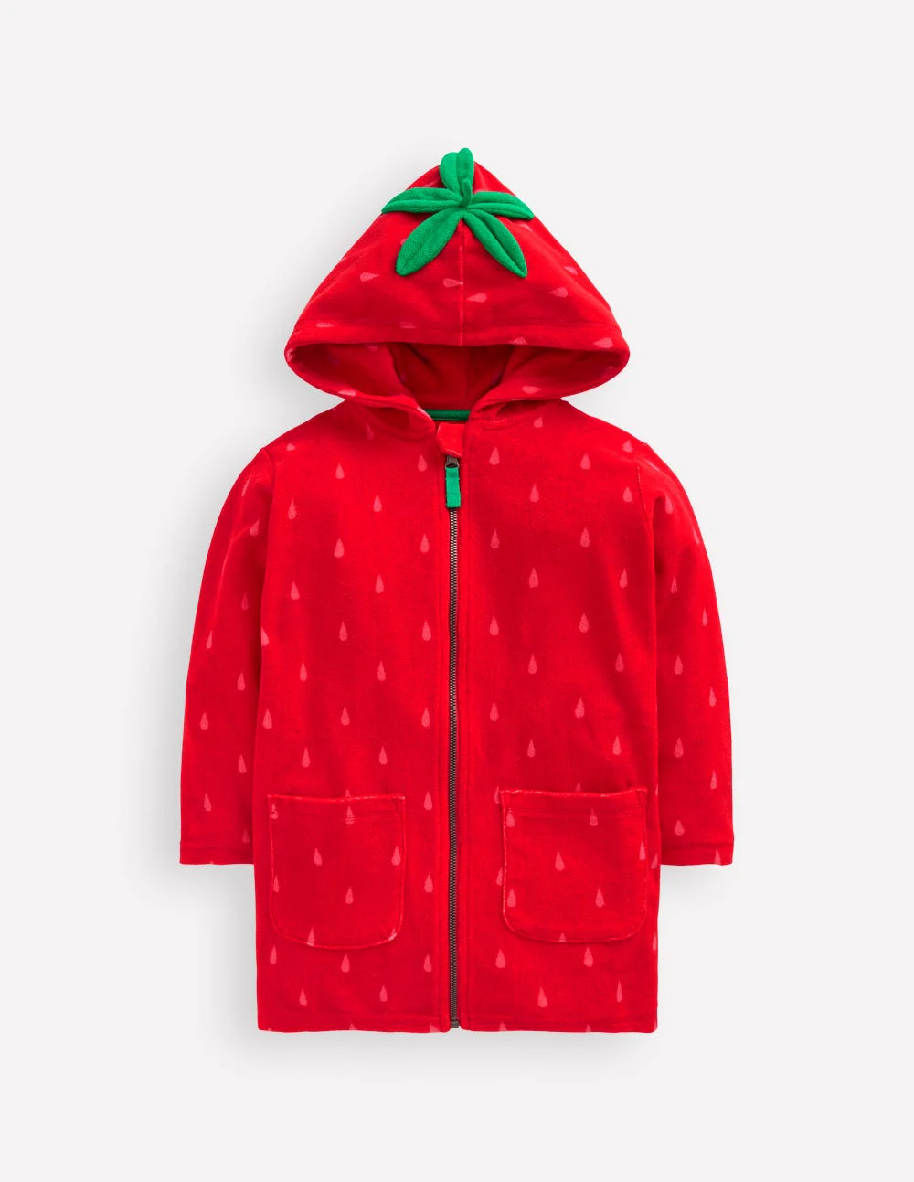 Fun Romie Towelling Zip-Up-Strawberry Tart Red - Image 2