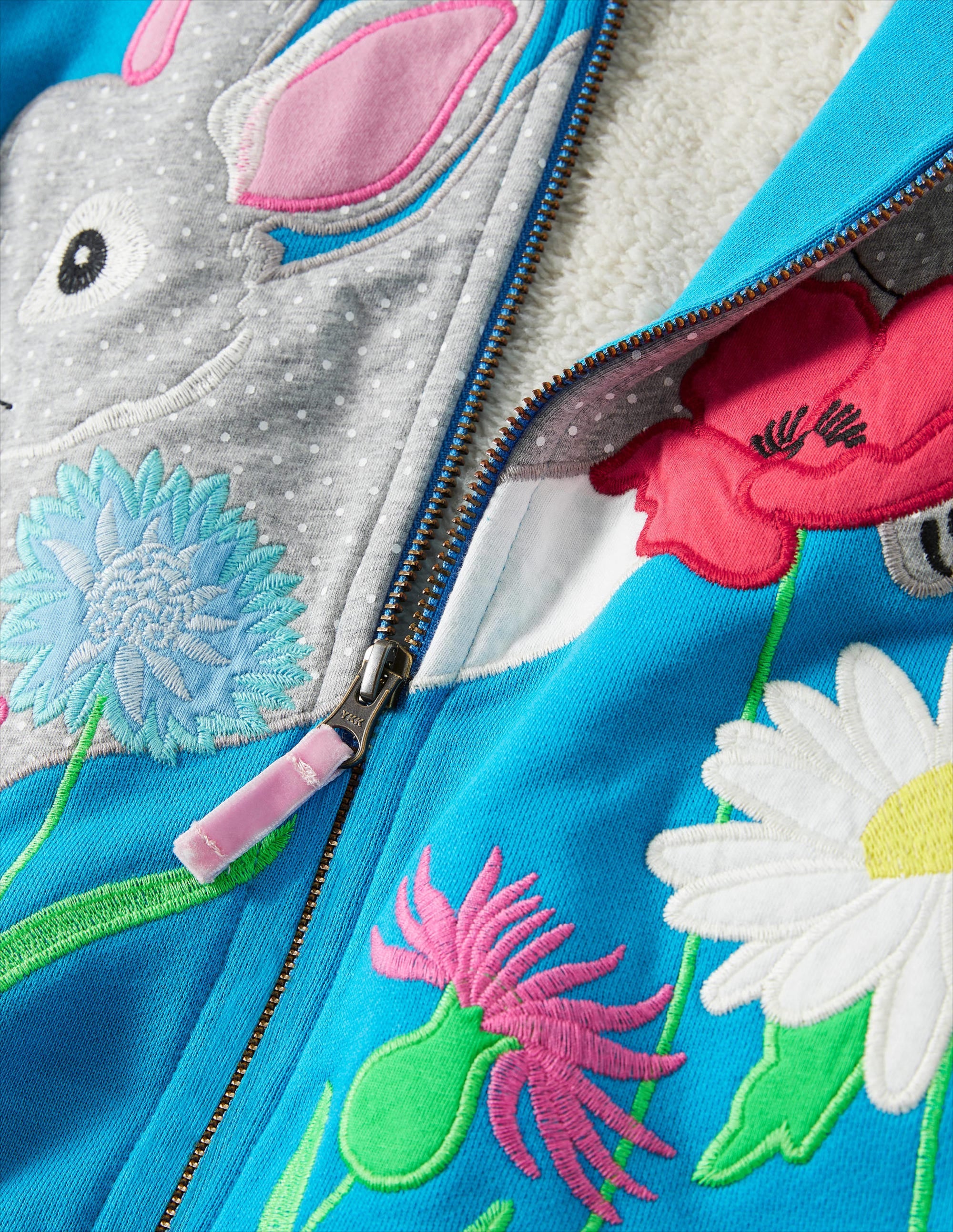 Fun Shaggy-lined Hoodie-Malibu Blue Rabbit - Image 3