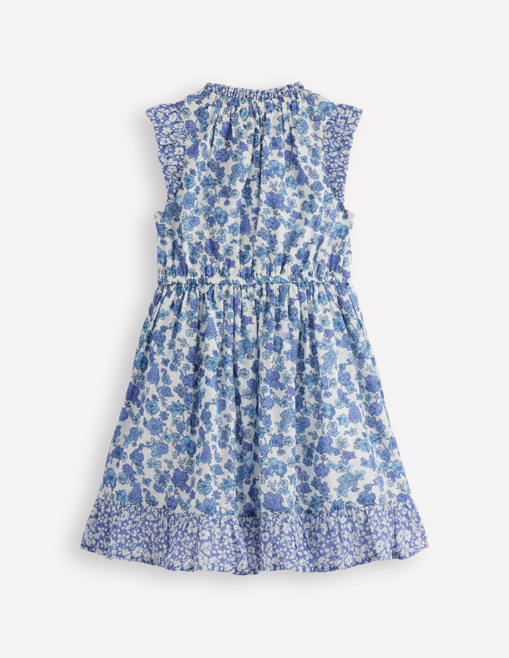Gathered Woven Dress-Blue Sprig - Image 2