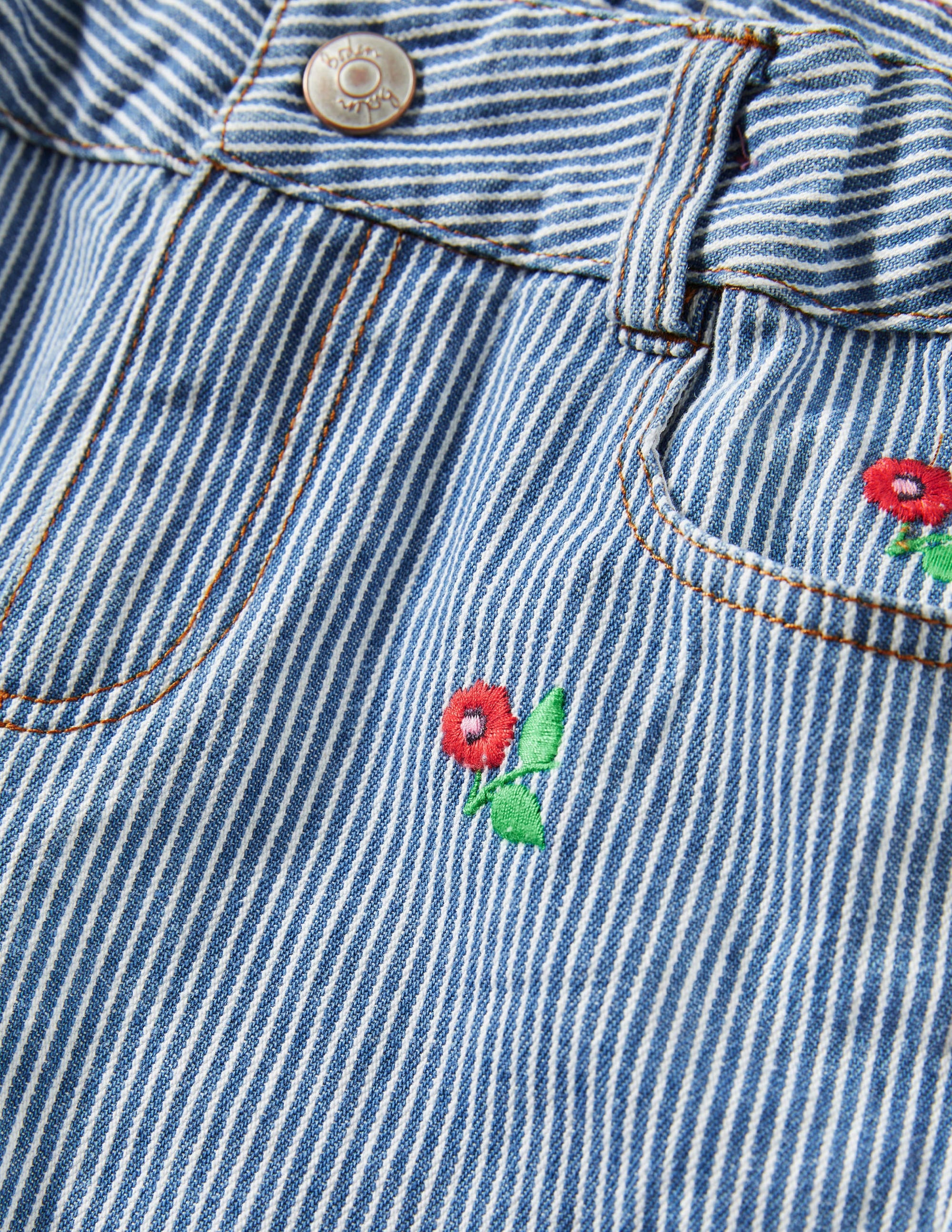 Girlfriend Jeans-Ticking Floral Embroidery - Image 3