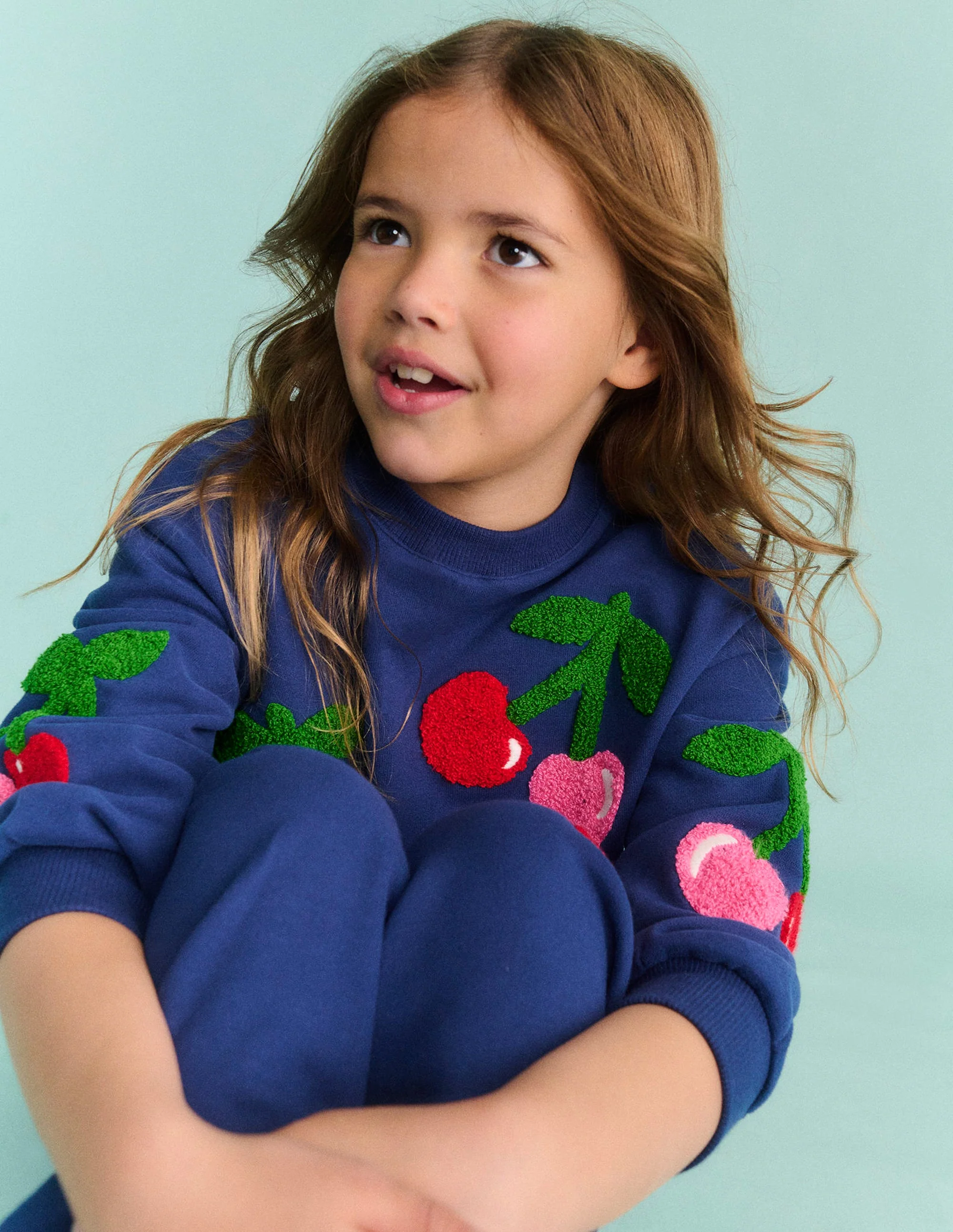 Graphic Boucle Sweatshirt-Starboard Blue Cherries - Image 4