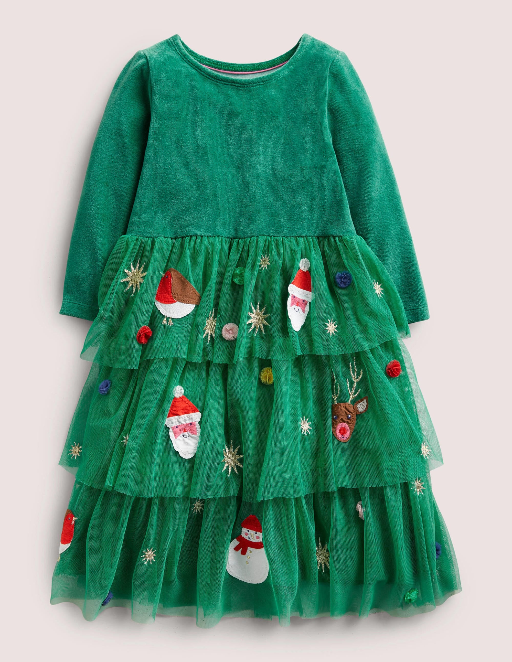 Green Tiered Tulle Christmas Party Dress-Shady Glade Green Christmas