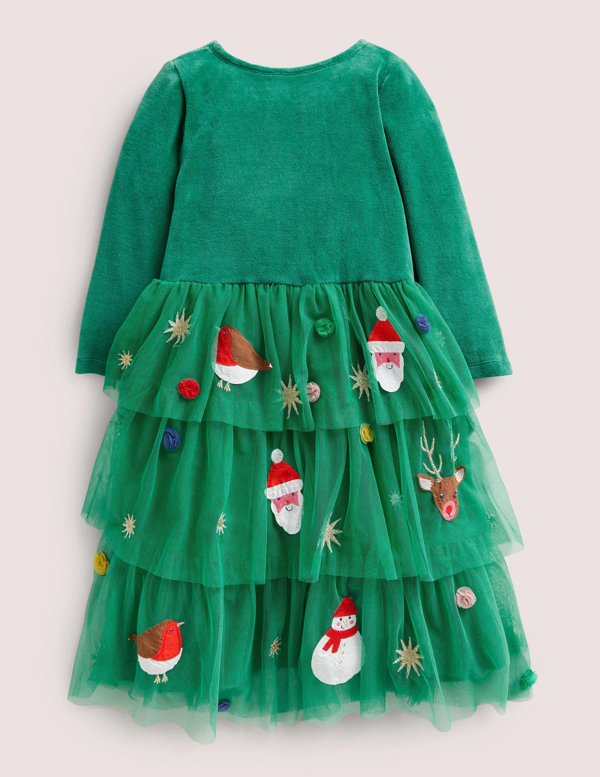Green Tiered Tulle Christmas Party Dress-Shady Glade Green Christmas - Image 2