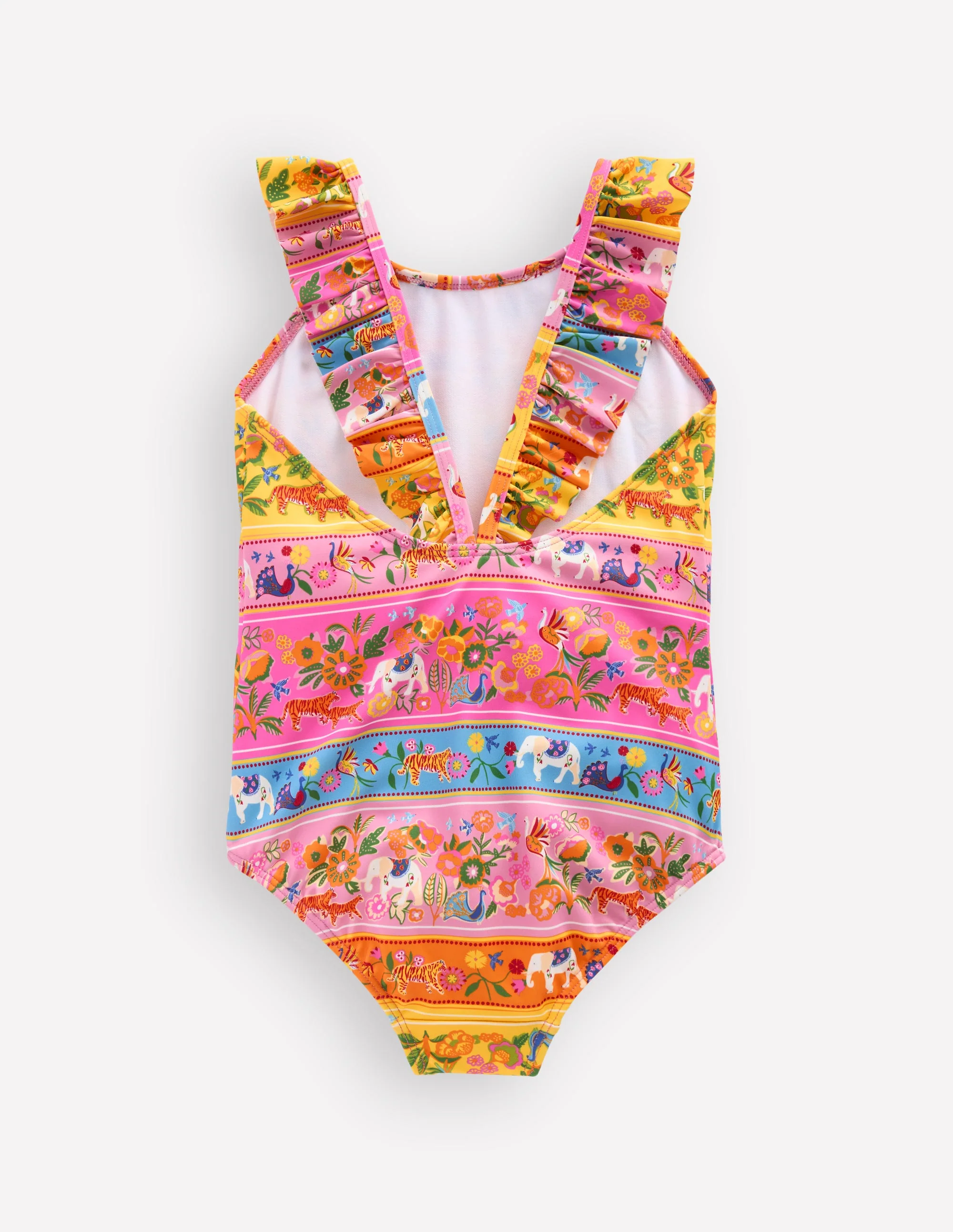Hallie Frill Strap Swimsuit-Multi Tropical Animals Stripe - Image 2