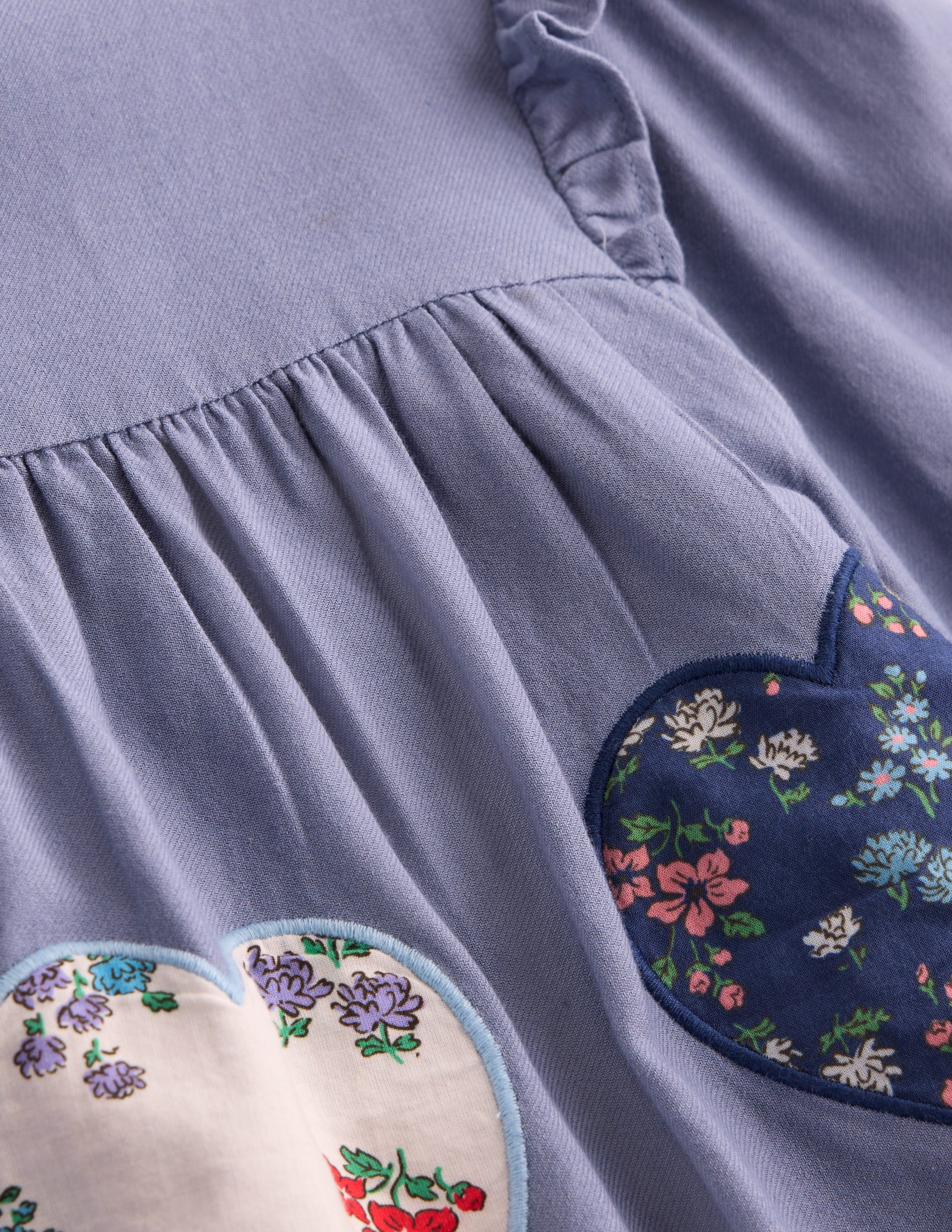 Heart Appliqué  Dress-Dusty Blue Hearts - Image 4