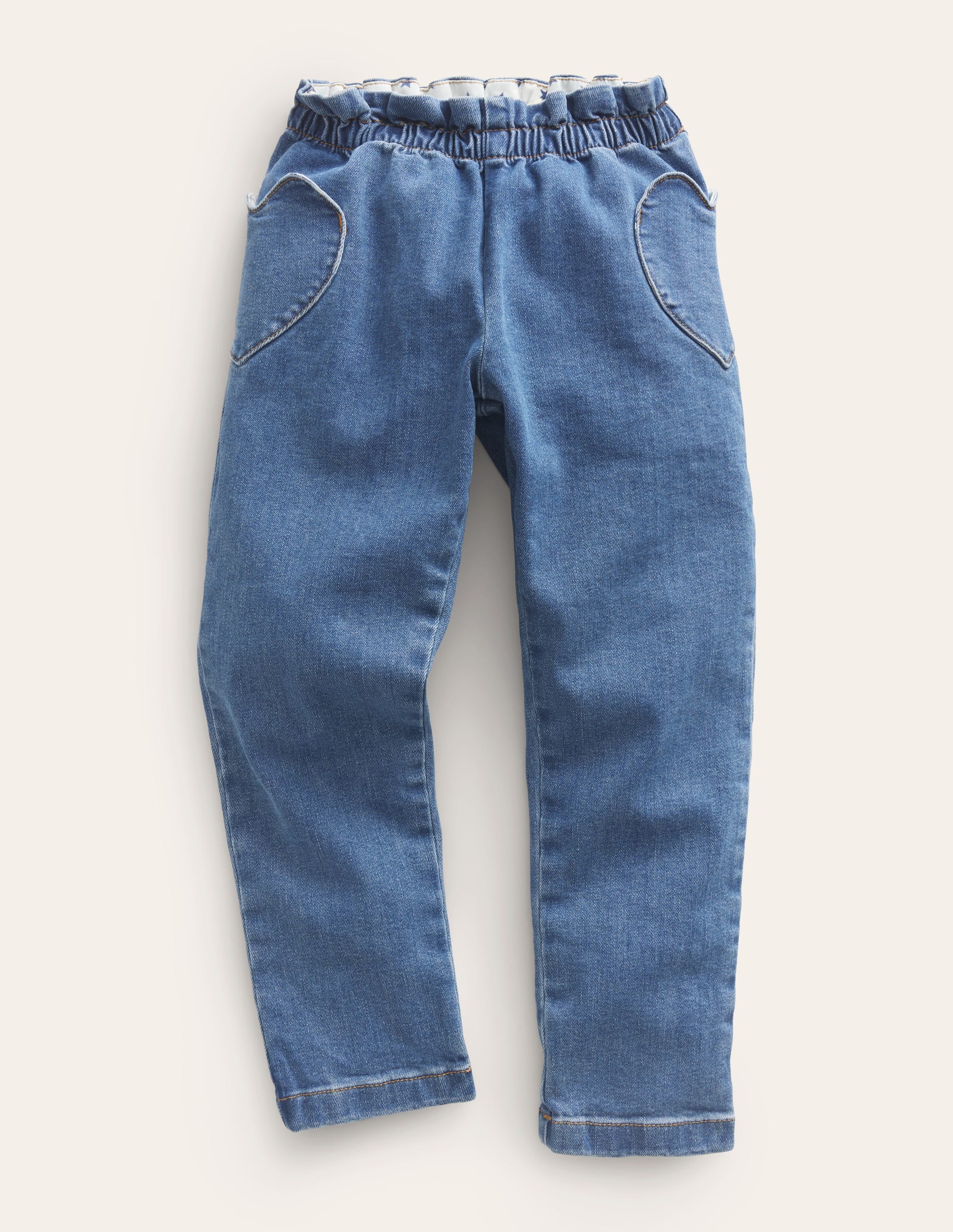 Heart Pocket Pull On Pants-Mid Vintage Denim