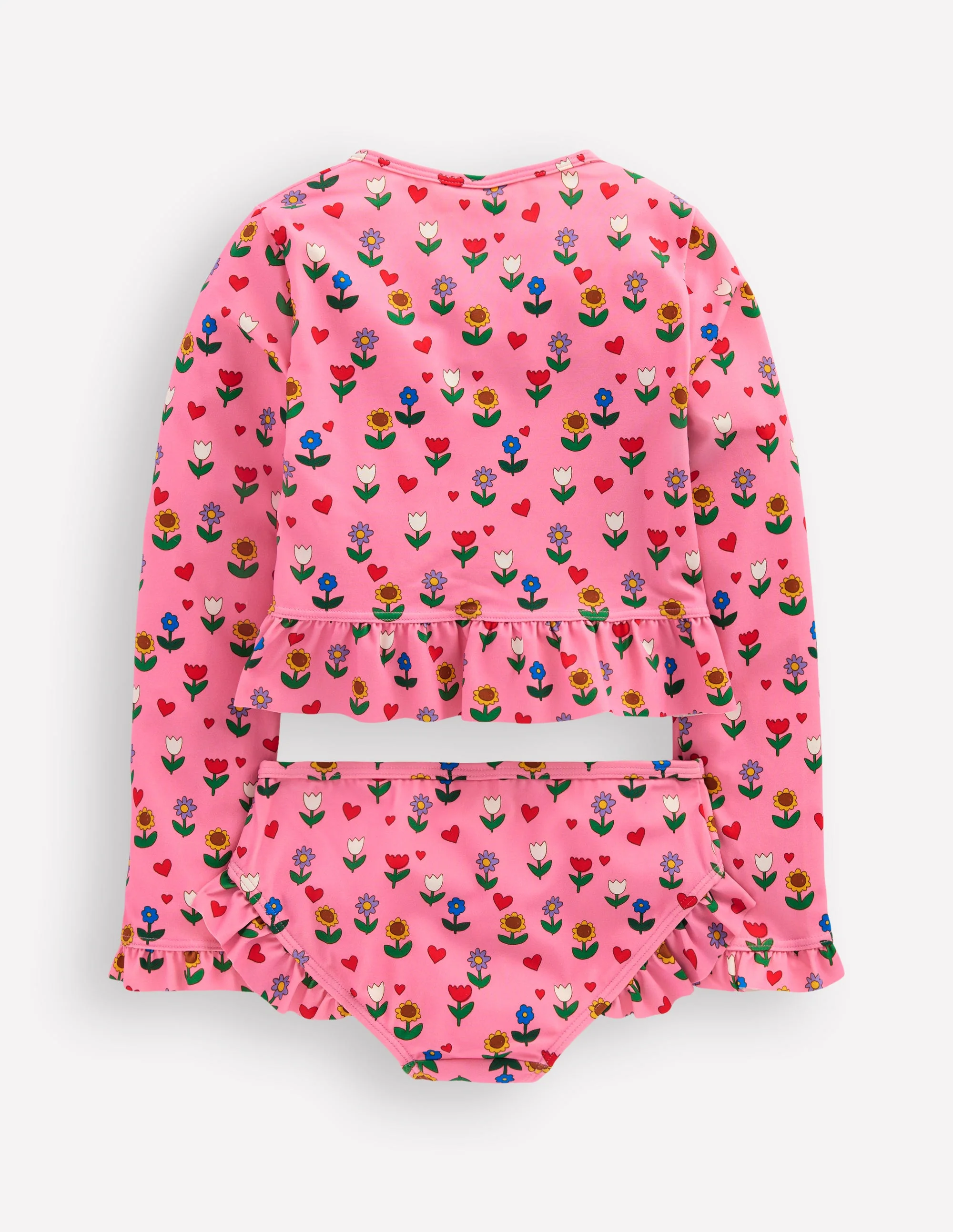 Hem Frill Rash Vest Set-Almond Pink Sunflower Garden - Image 2