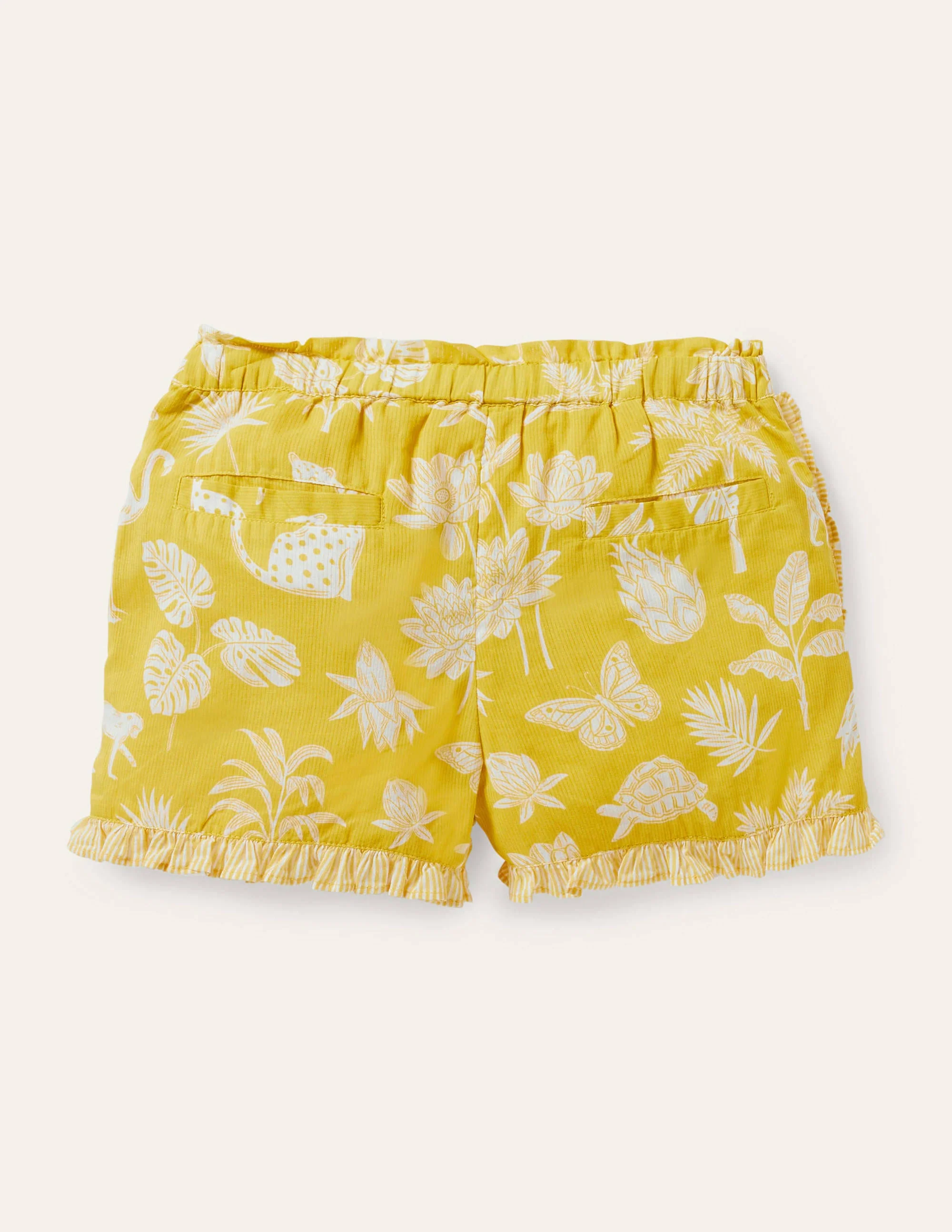 Hotchpotch Frill Shorts-Sweetcorn Yellow Botanical - Image 2