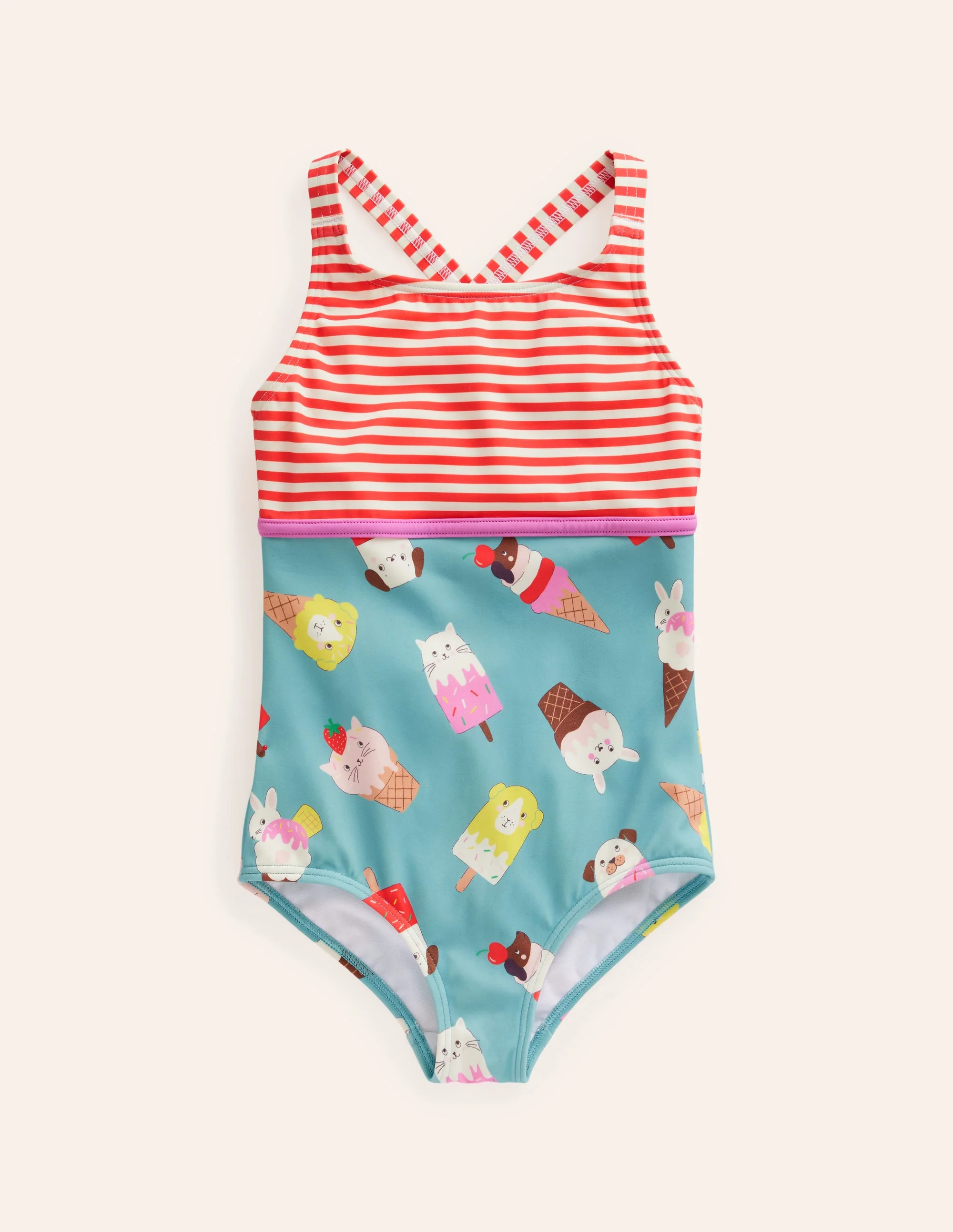 Hotchpotch Swimsuit-Aqua Sea, Ivory Ice Cream Pets