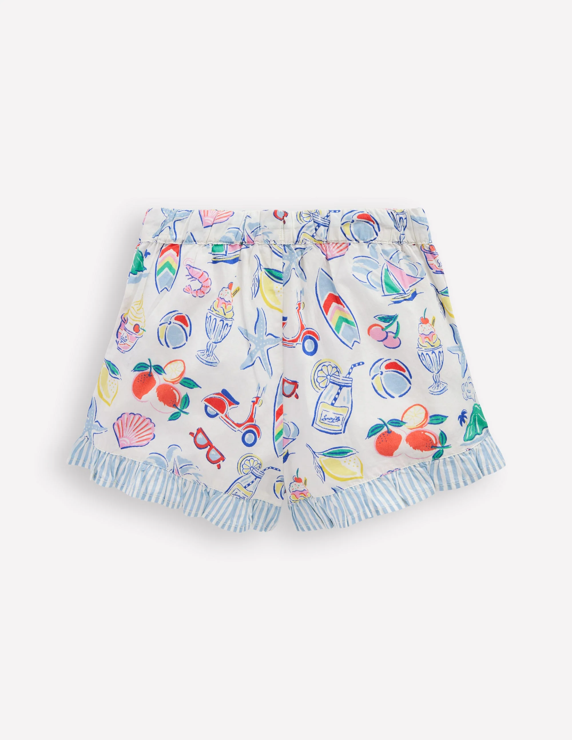Juniper Woven Frill Shorts-Ivory Holiday Print - Image 2