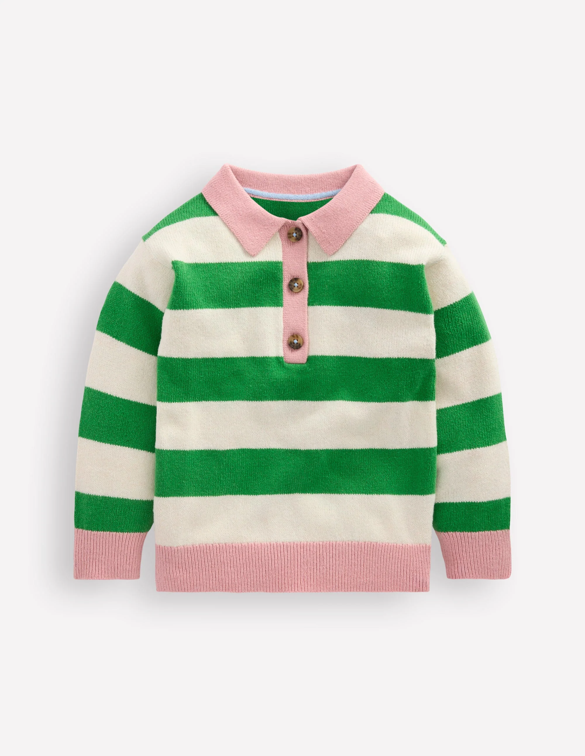 Knitted Rugby Sweater-Pea Green/Ecru Marl - Image 4