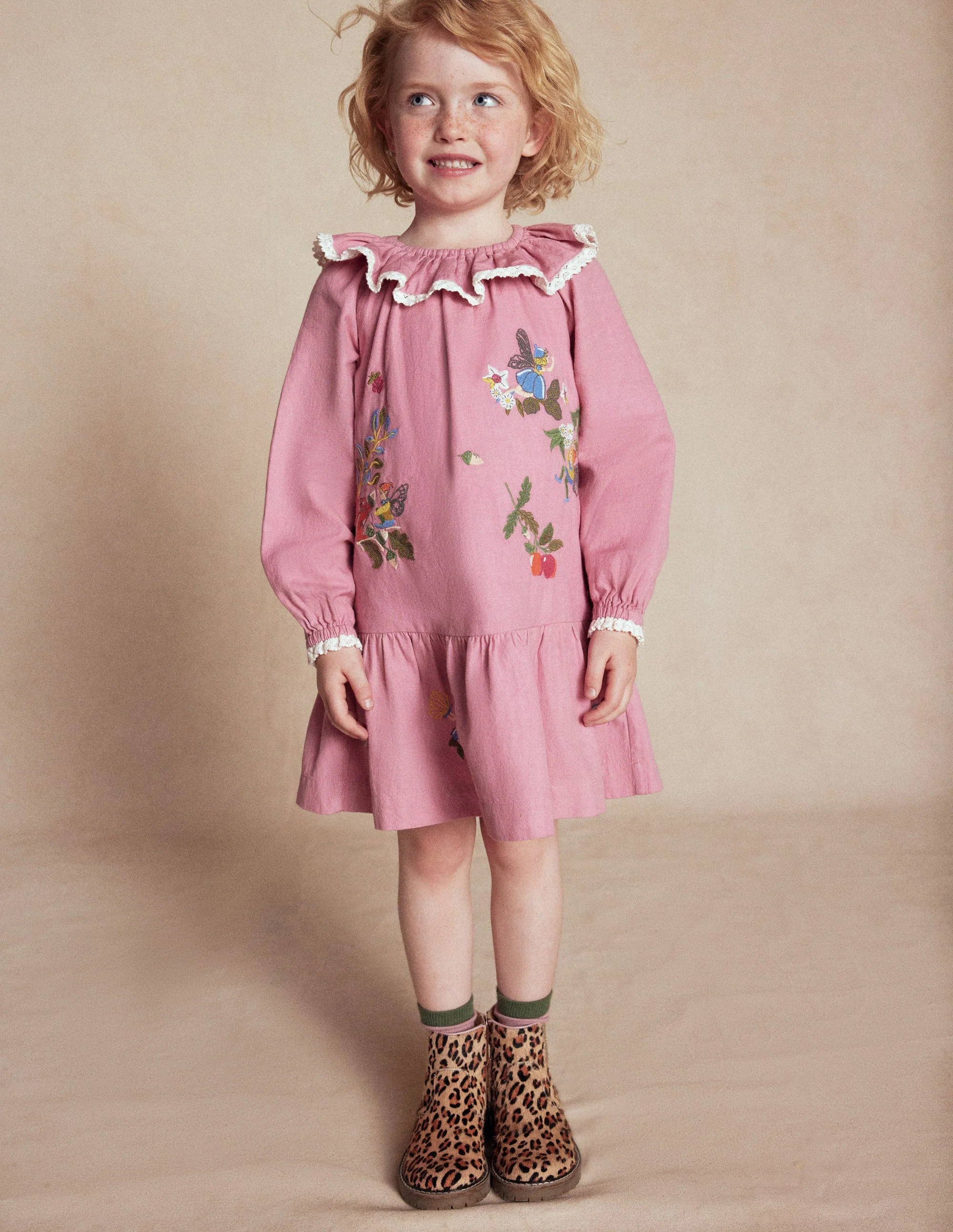 Lace Trim Woven Dress-Rose Pink Fairies - Image 4