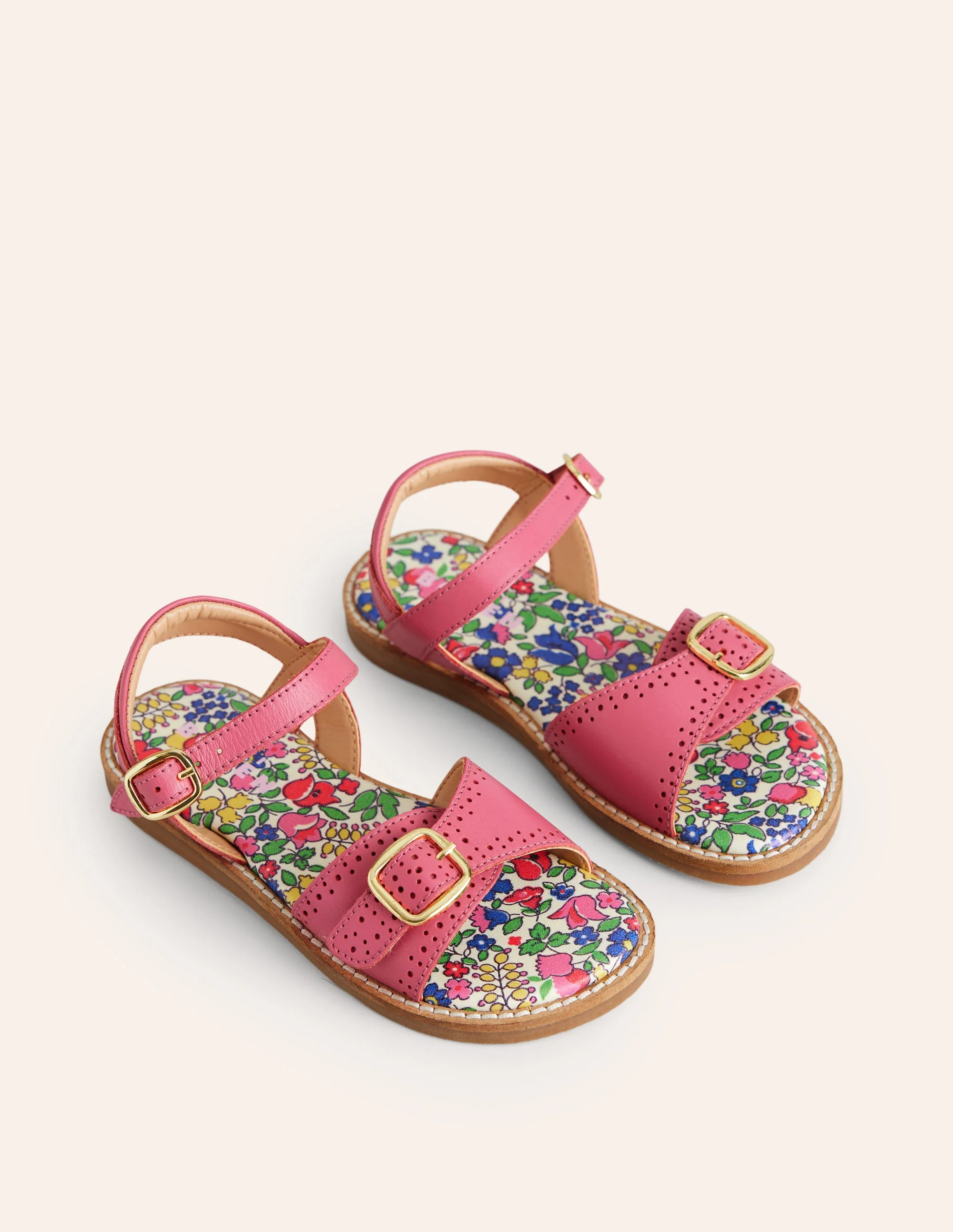 Leather Buckle Sandals-Pink - Image 2
