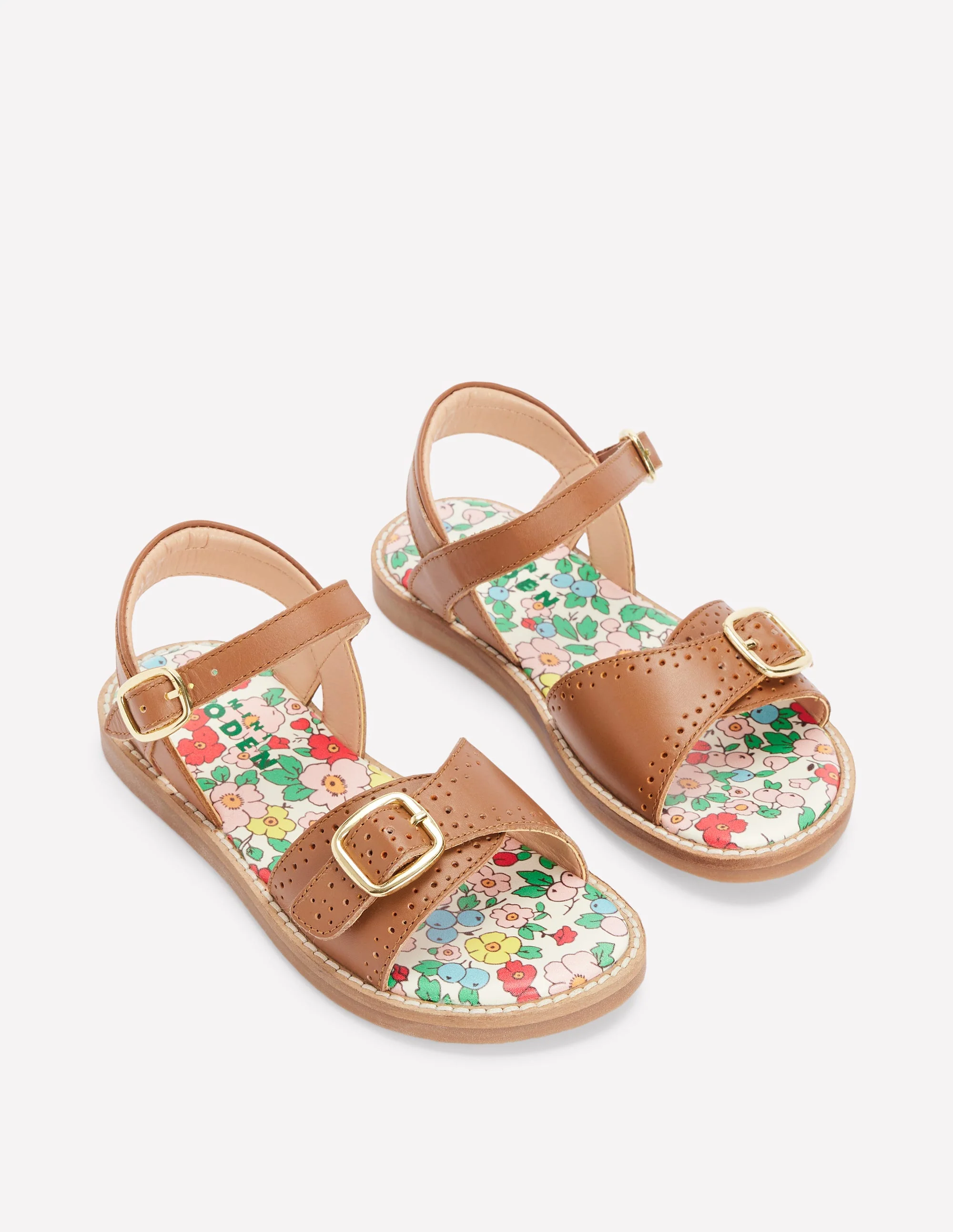 Leather Buckle Sandals-Tan - Image 2
