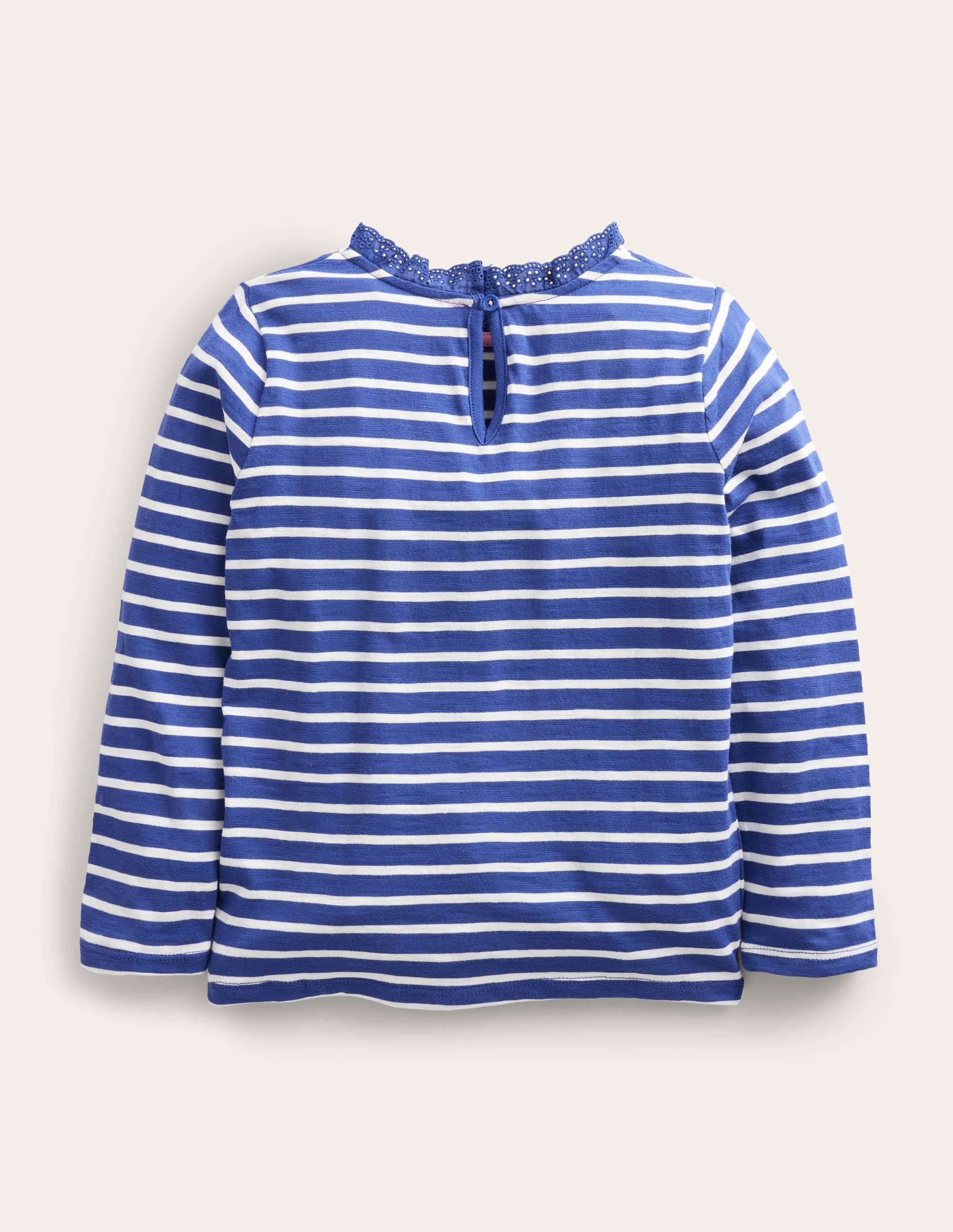 Long Sleeve Heart Pocket Top-Starboard Blue/Ivory - Image 2
