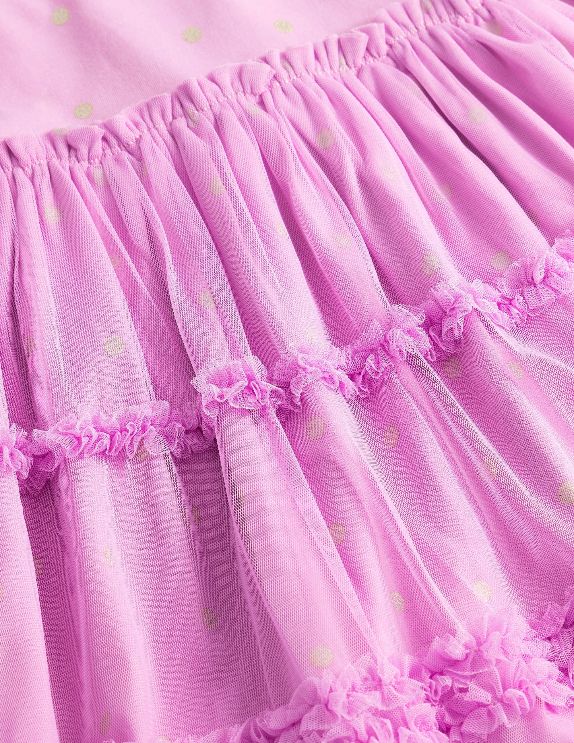 Long Sleeve Jersey Tulle Dress-Orchid Petal Pink/Gold Spot - Image 3