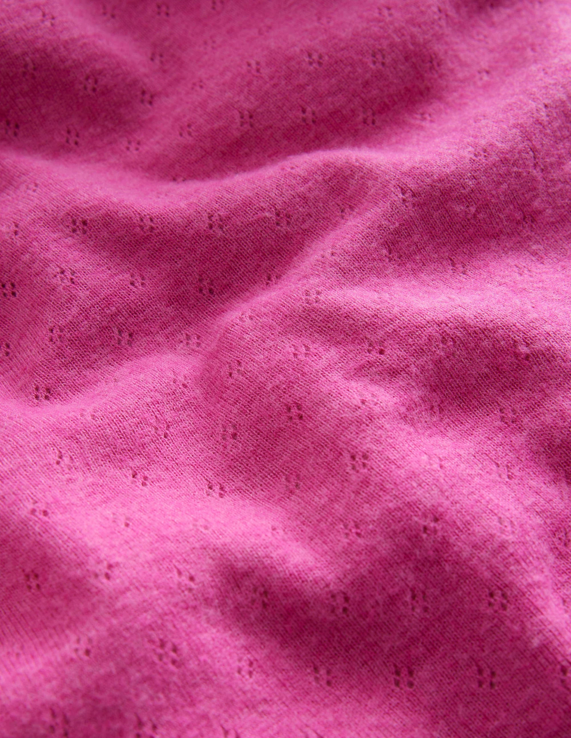 Long Sleeve Pointelle Top-Phlox Pink - Image 3