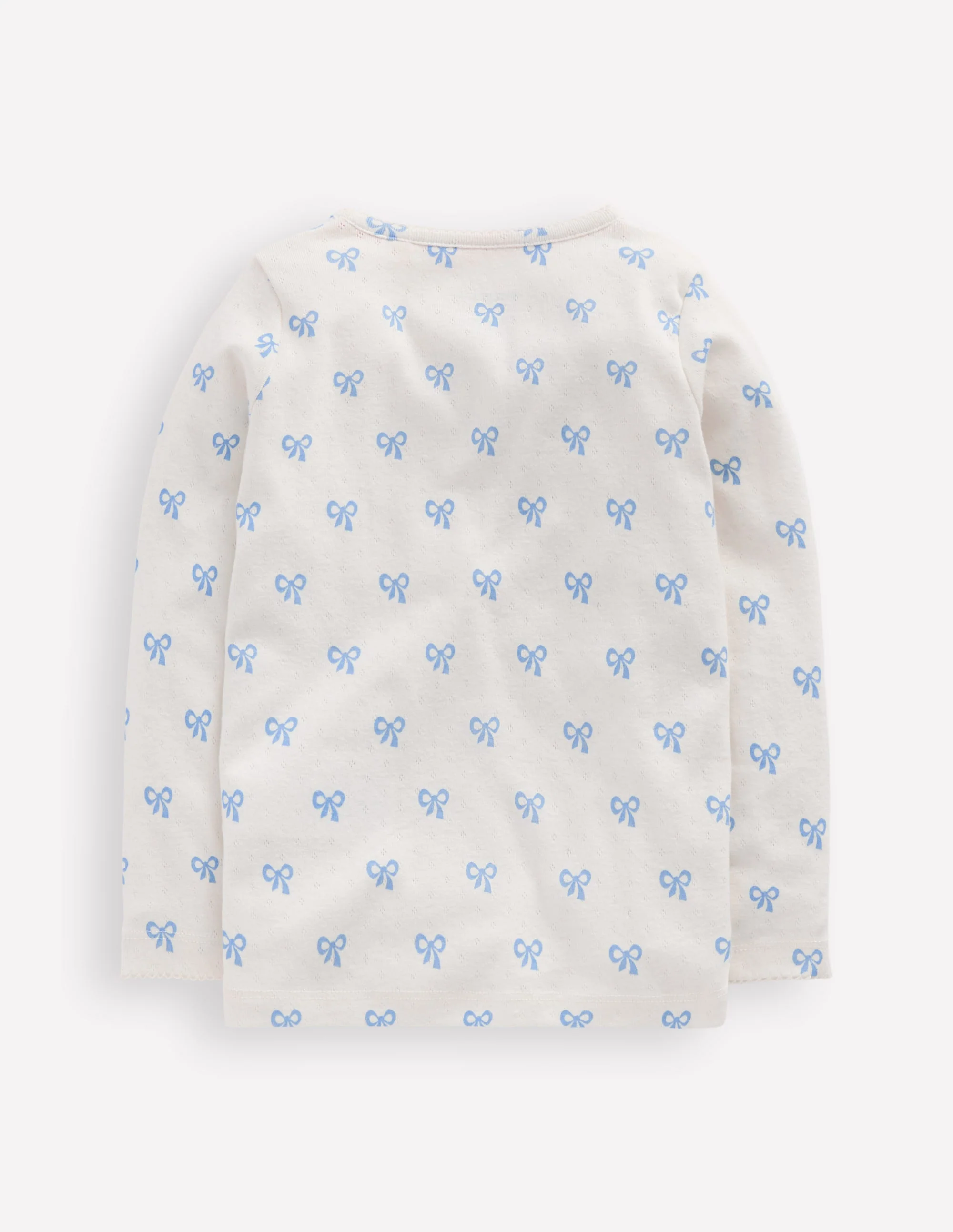 Long Sleeve Pointelle Top-Tiny Bows - Image 5