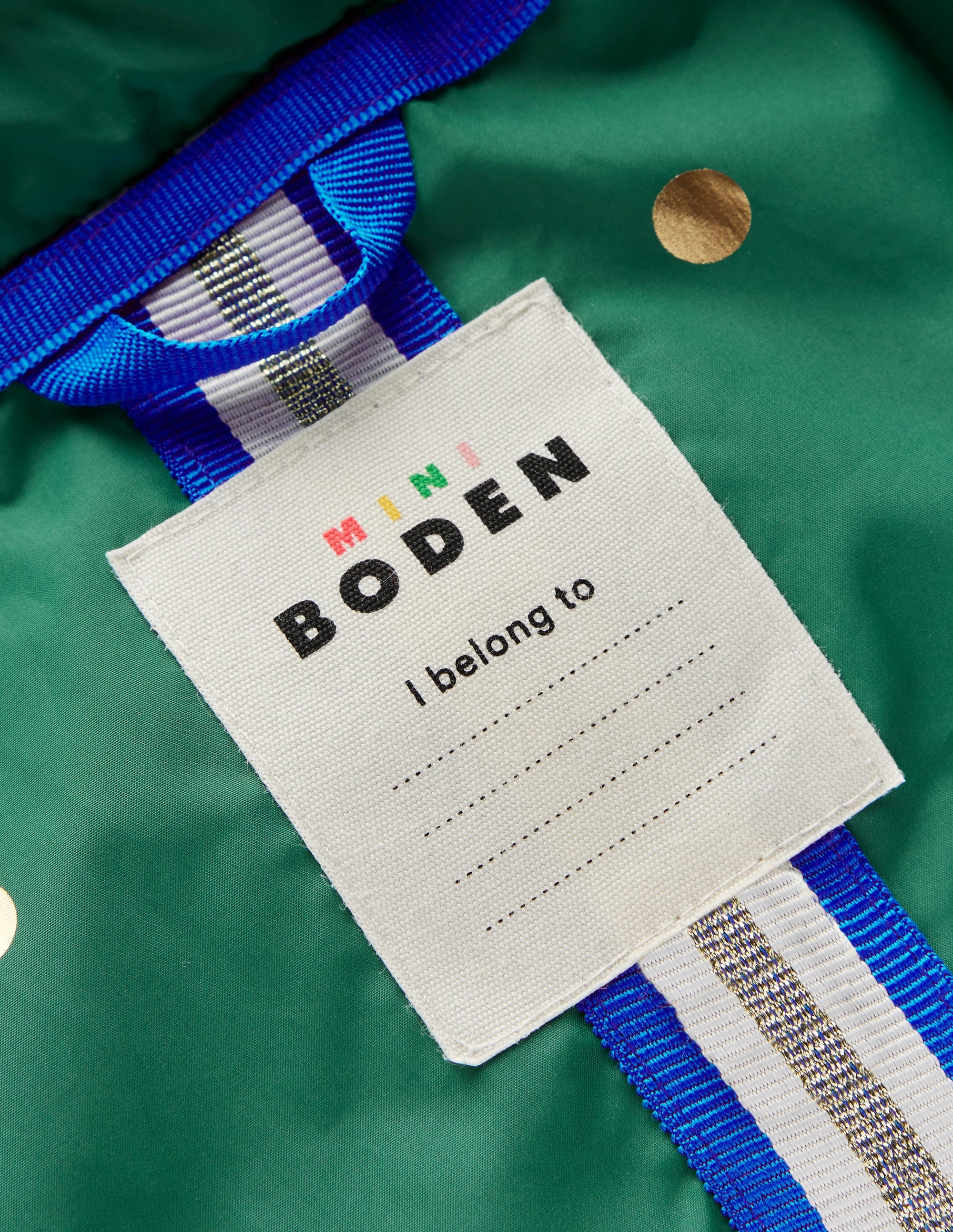 Longline Padded Coat-Jewel Green Gold Foil Confetti - Image 9