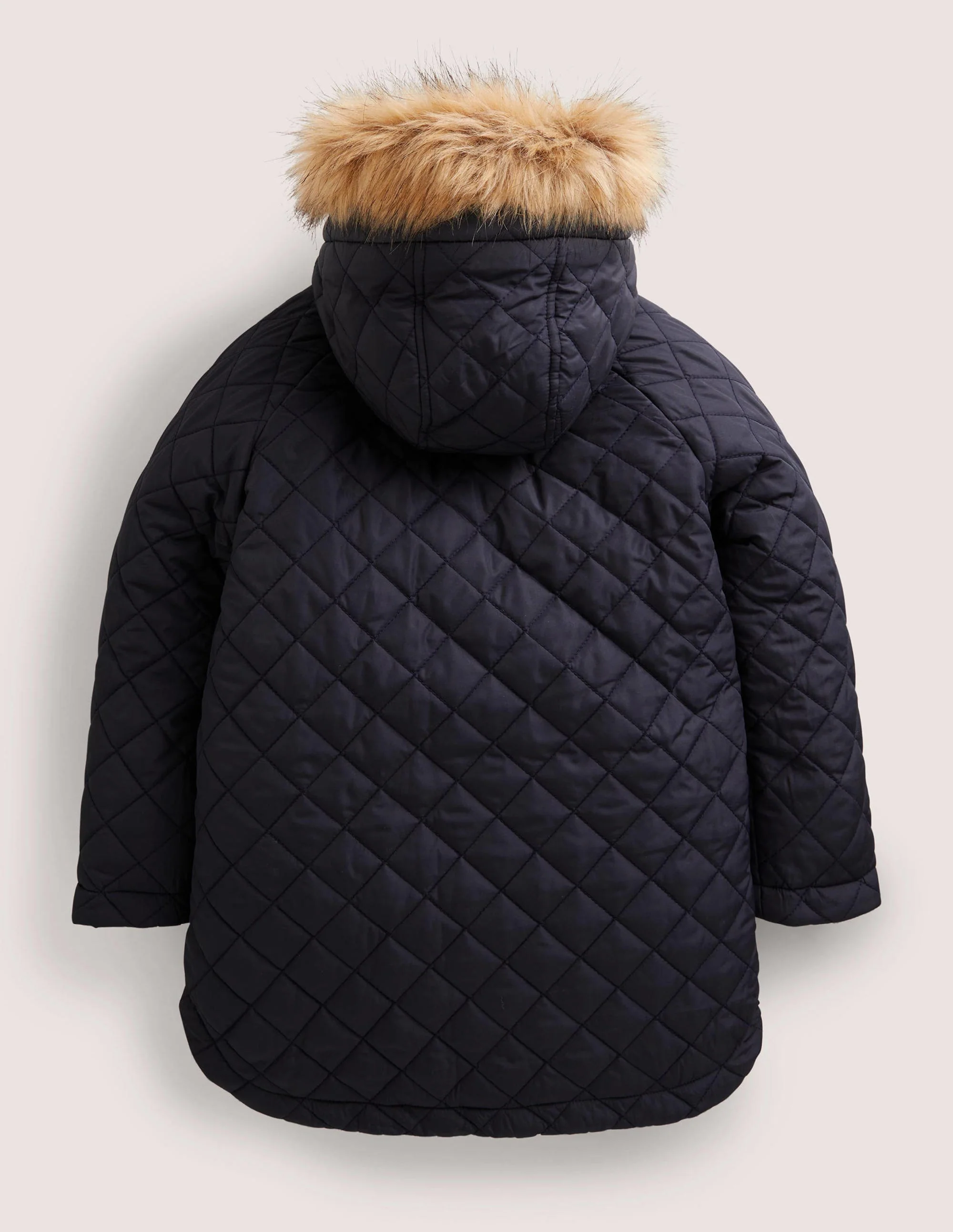 Longline Quilted Jacket-College Navy - Image 2