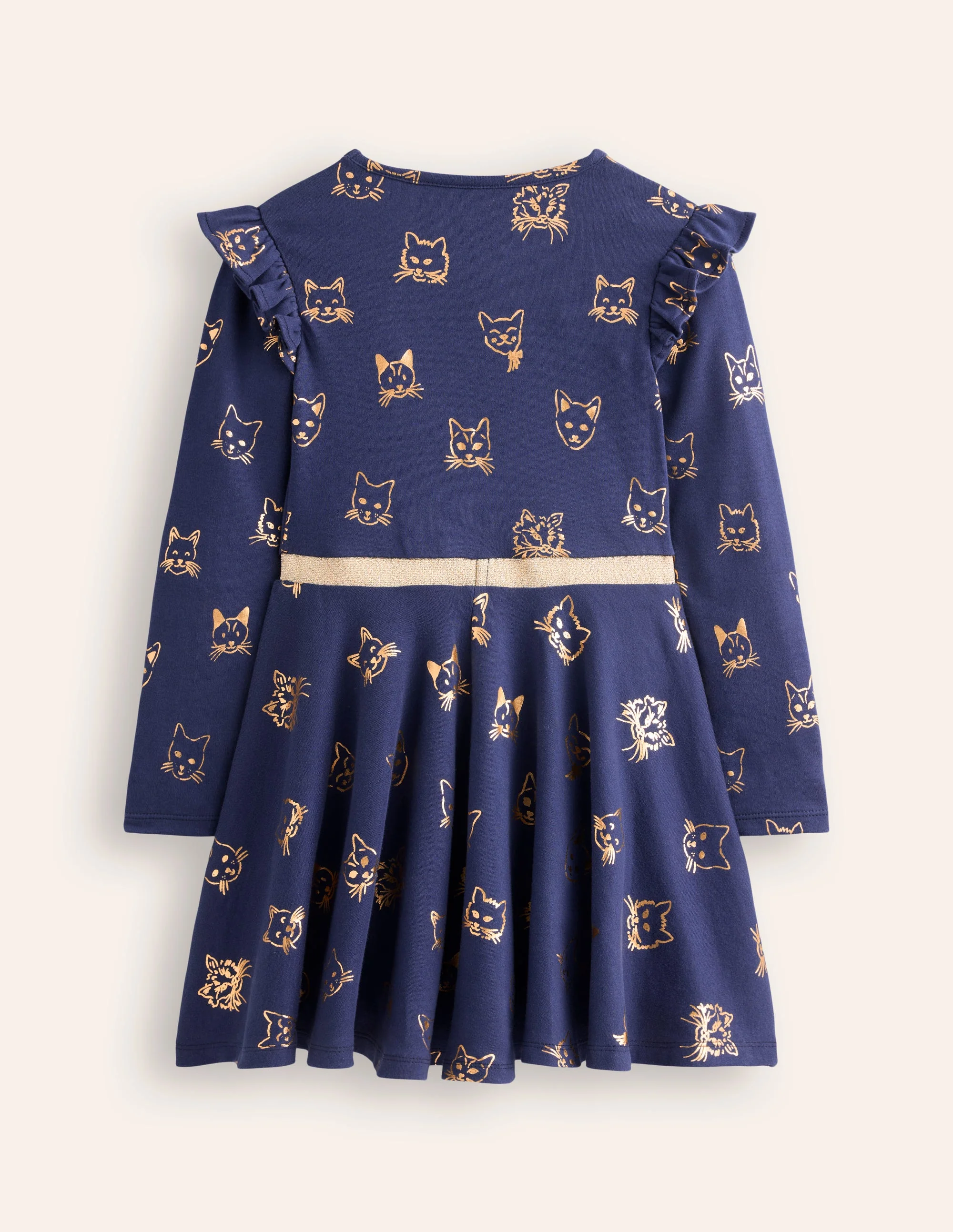 Mabel Twirly Ballerina Dress-College Navy Gold Foil Cats - Image 4