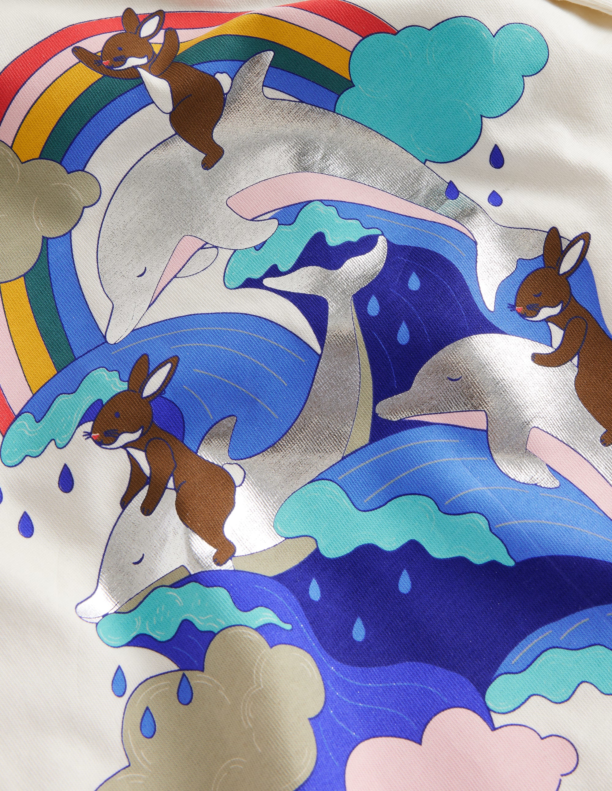 Metallic Logo T-shirt-Ivory Dolphin - Image 3