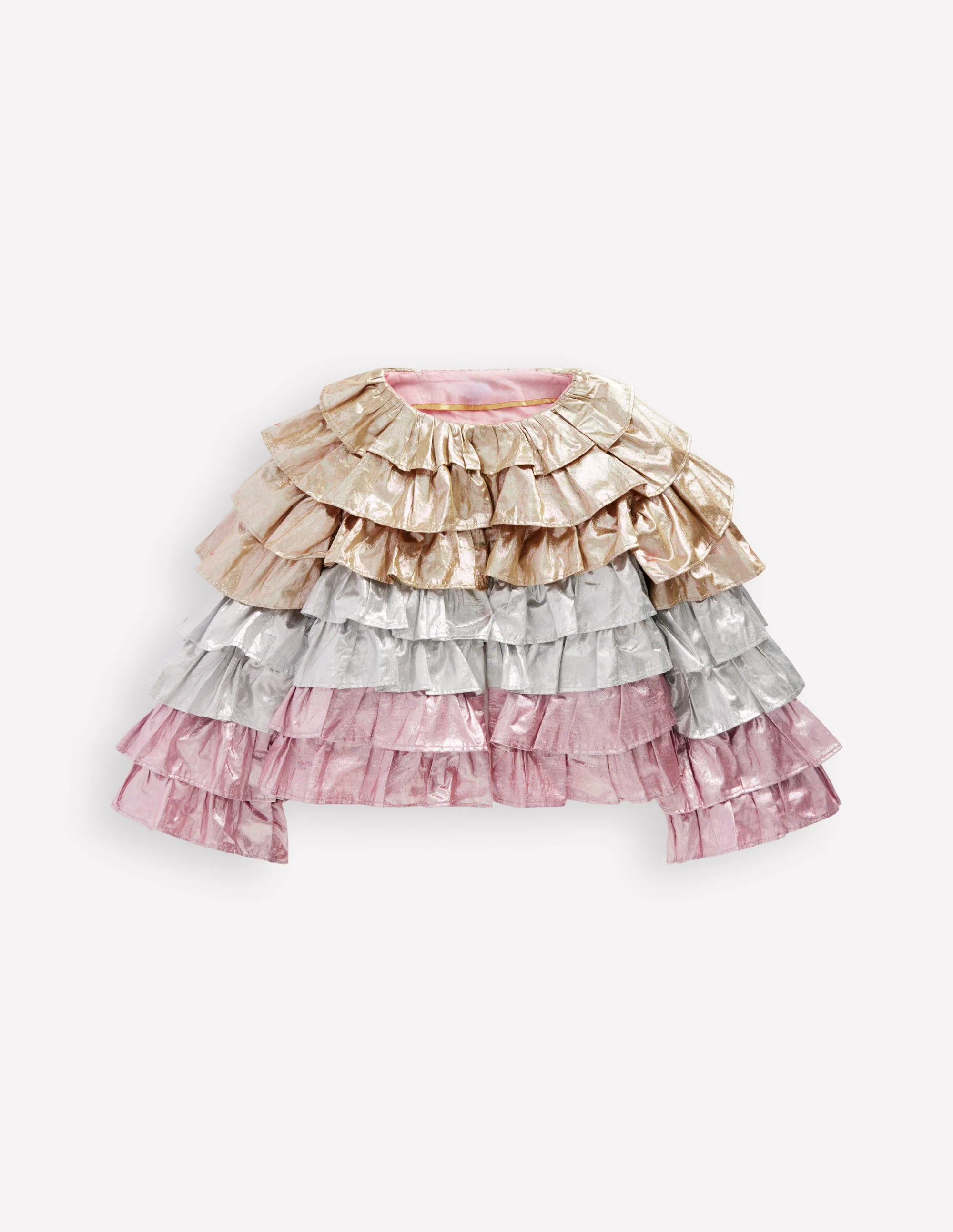 Metallic Tiered Jacket-Metallic Colourblock