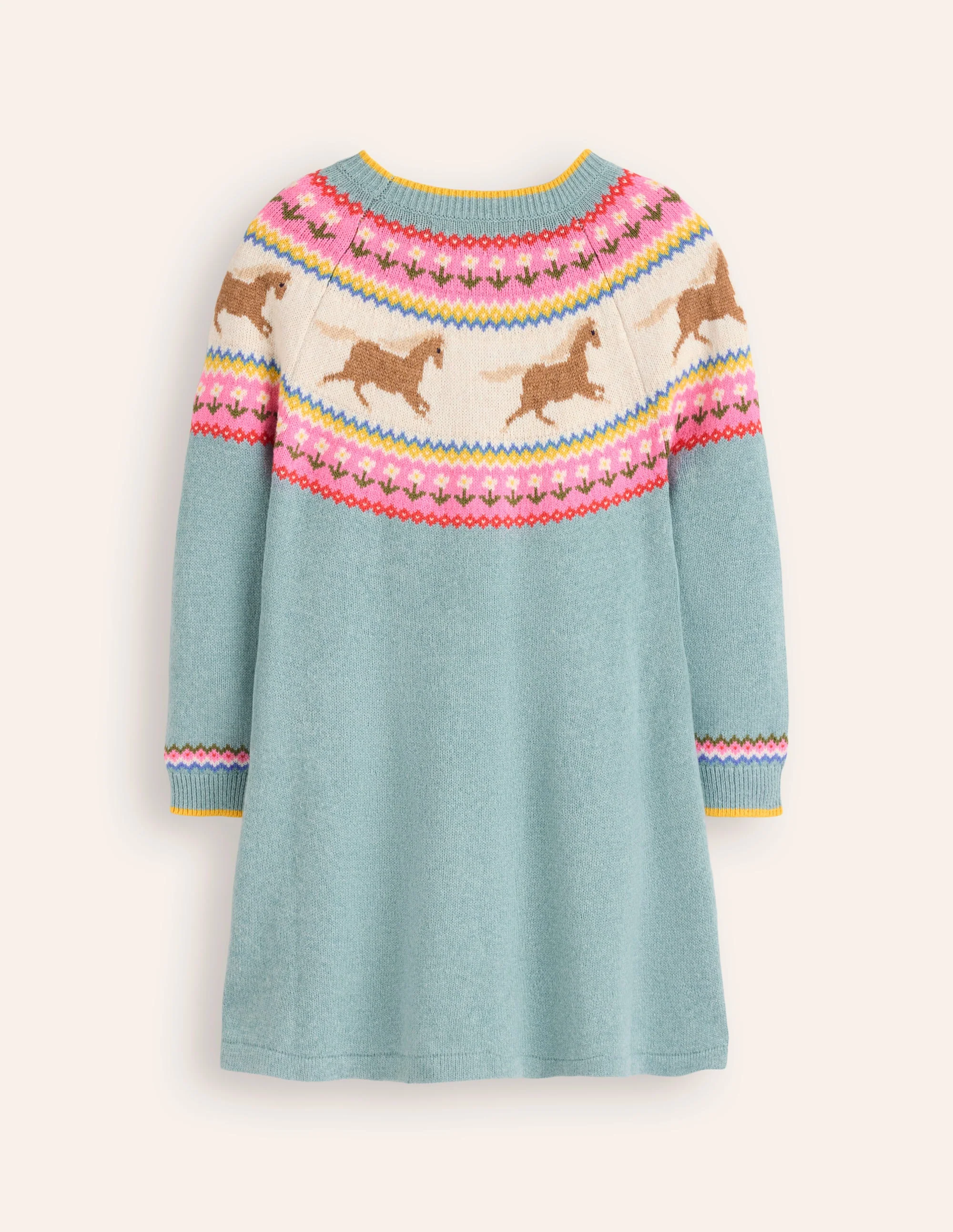 Minnie Fair Isle Jumper Dress-Seamist Marl Horses - Image 5