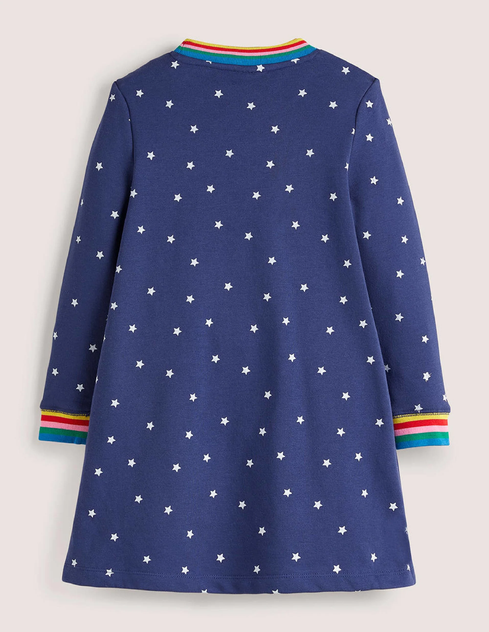 Navy Stars Halloween Sweatshirt Dress-Blue Star Halloween Animals - Image 2