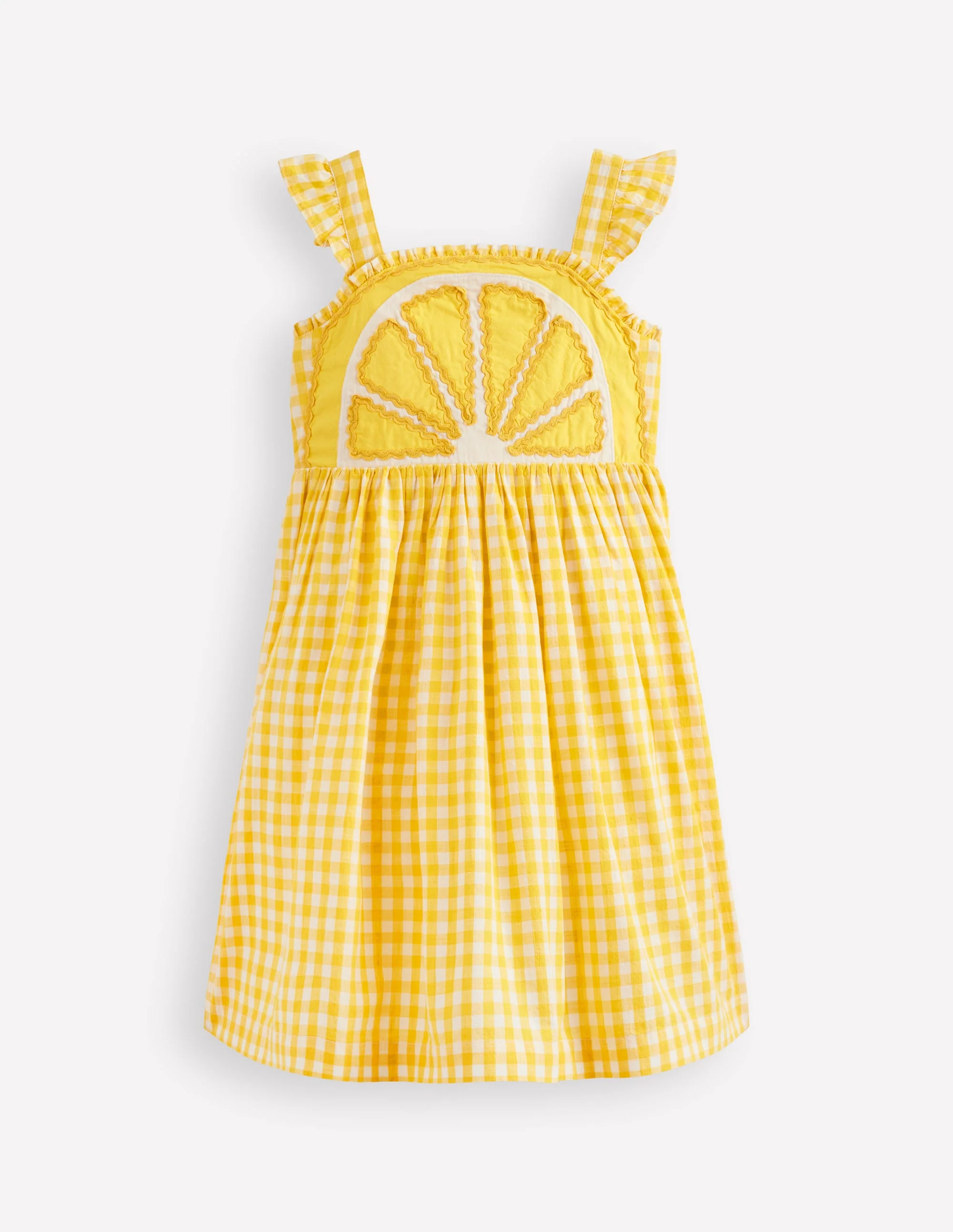 Novelty Strappy Dress-Lemon Gingham