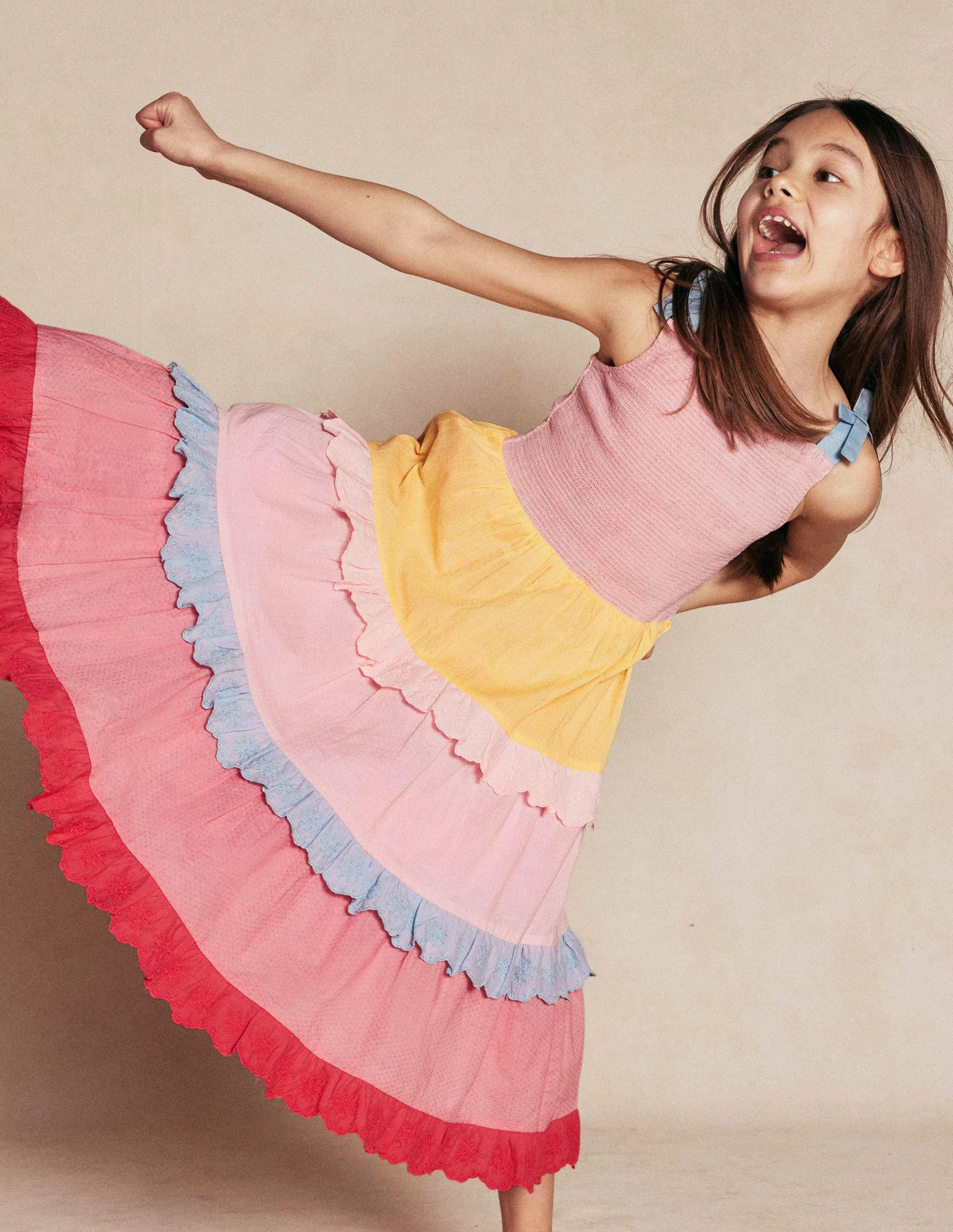Odette Tiered Woven Sundress-Broderie Colourblock - Image 5