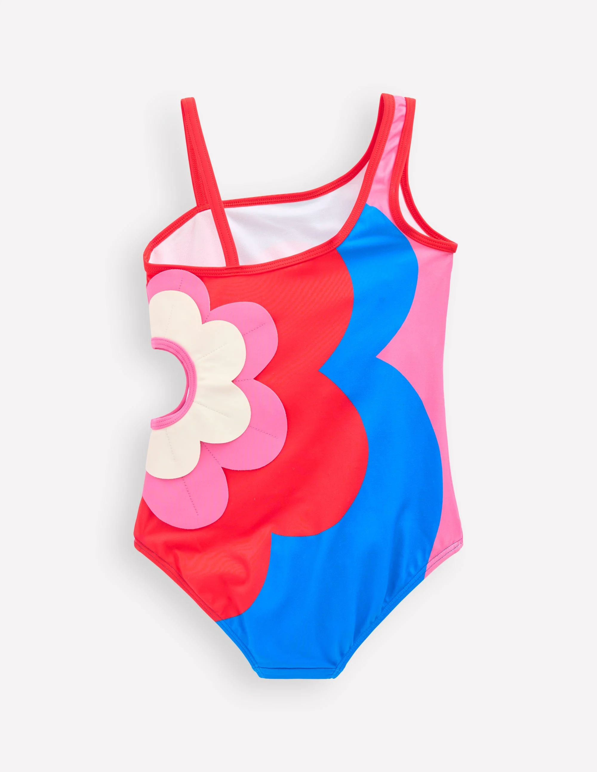 One Shoulder Appliqué Swimsuit-Cut Out Flower - Image 2