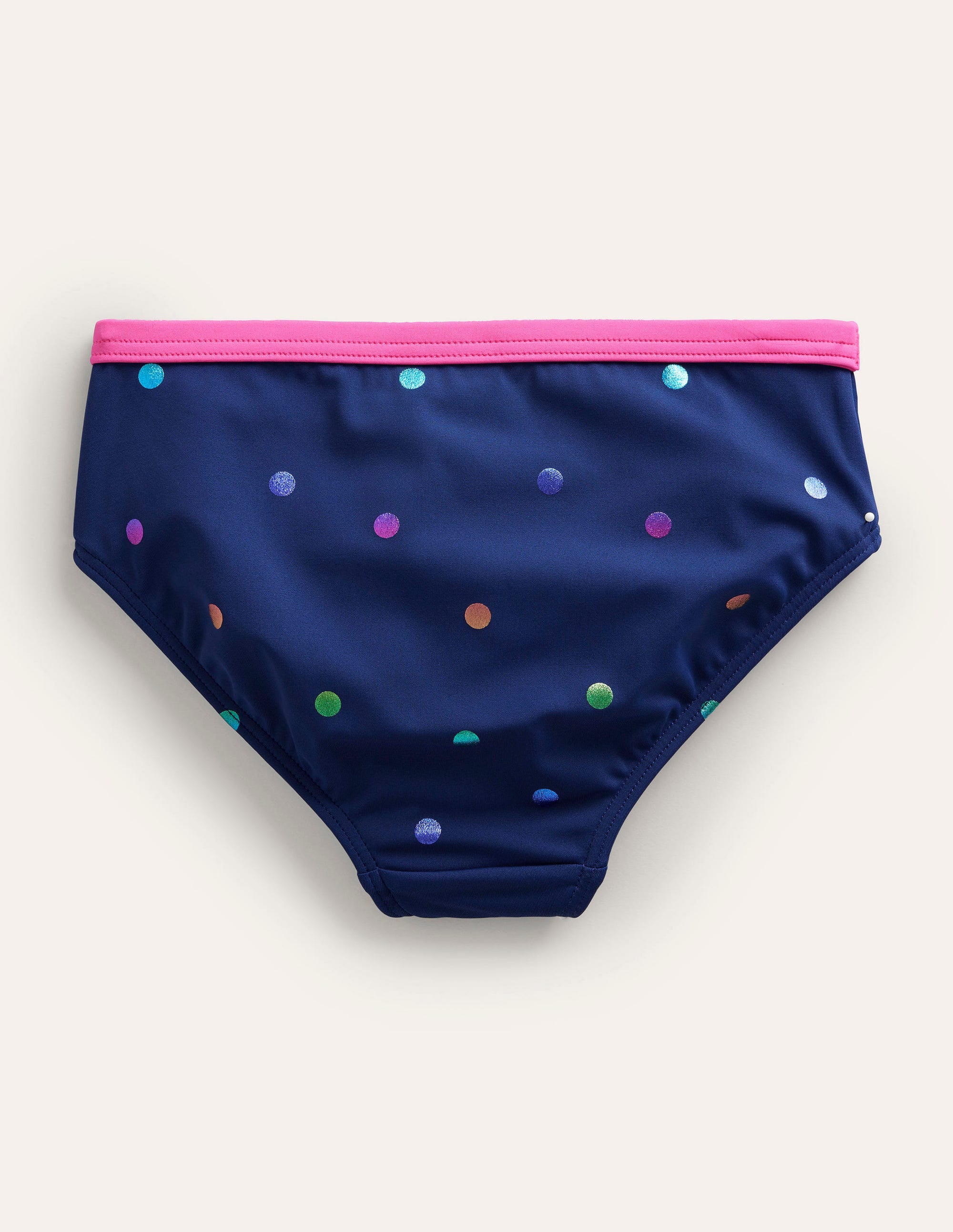 Patterned Bikini Bottoms-Navy Rainbow Foil Confetti - Image 2