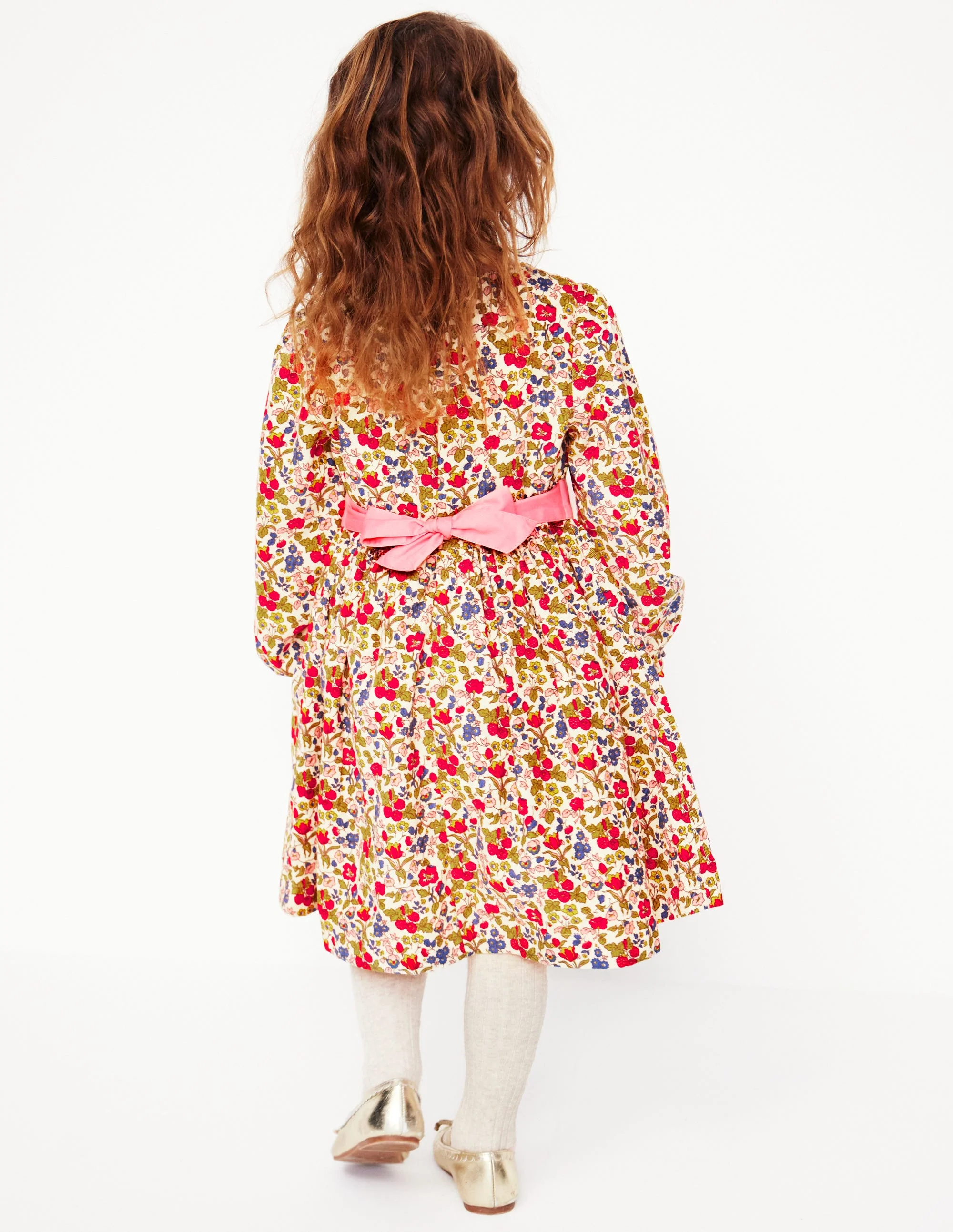 Peggy Cord Party Dress-Rockabilly Red Berry Floral - Image 3