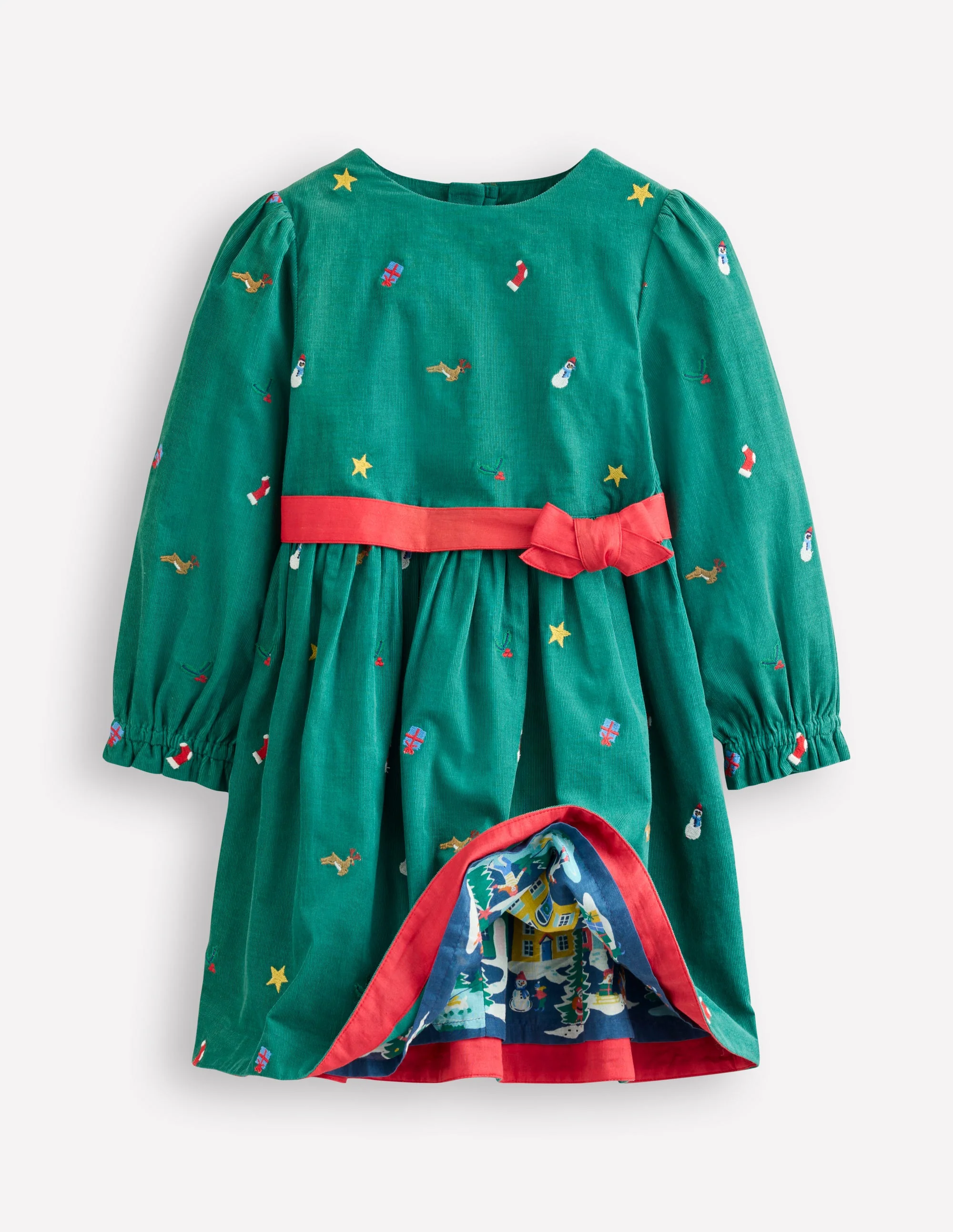 Peggy Cord Party Dress-Rockabilly Red Berry Floral - Image 7