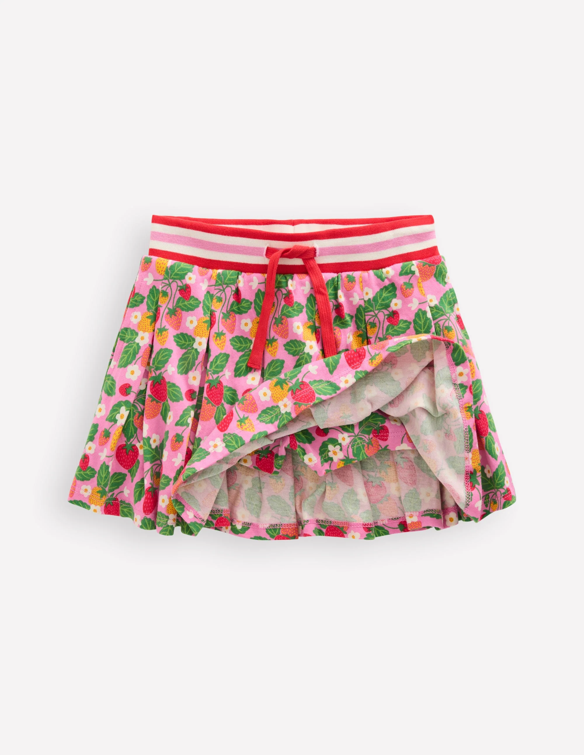Pleated Jersey Skort-Cosmos Pink Strawberry Patch - Image 4