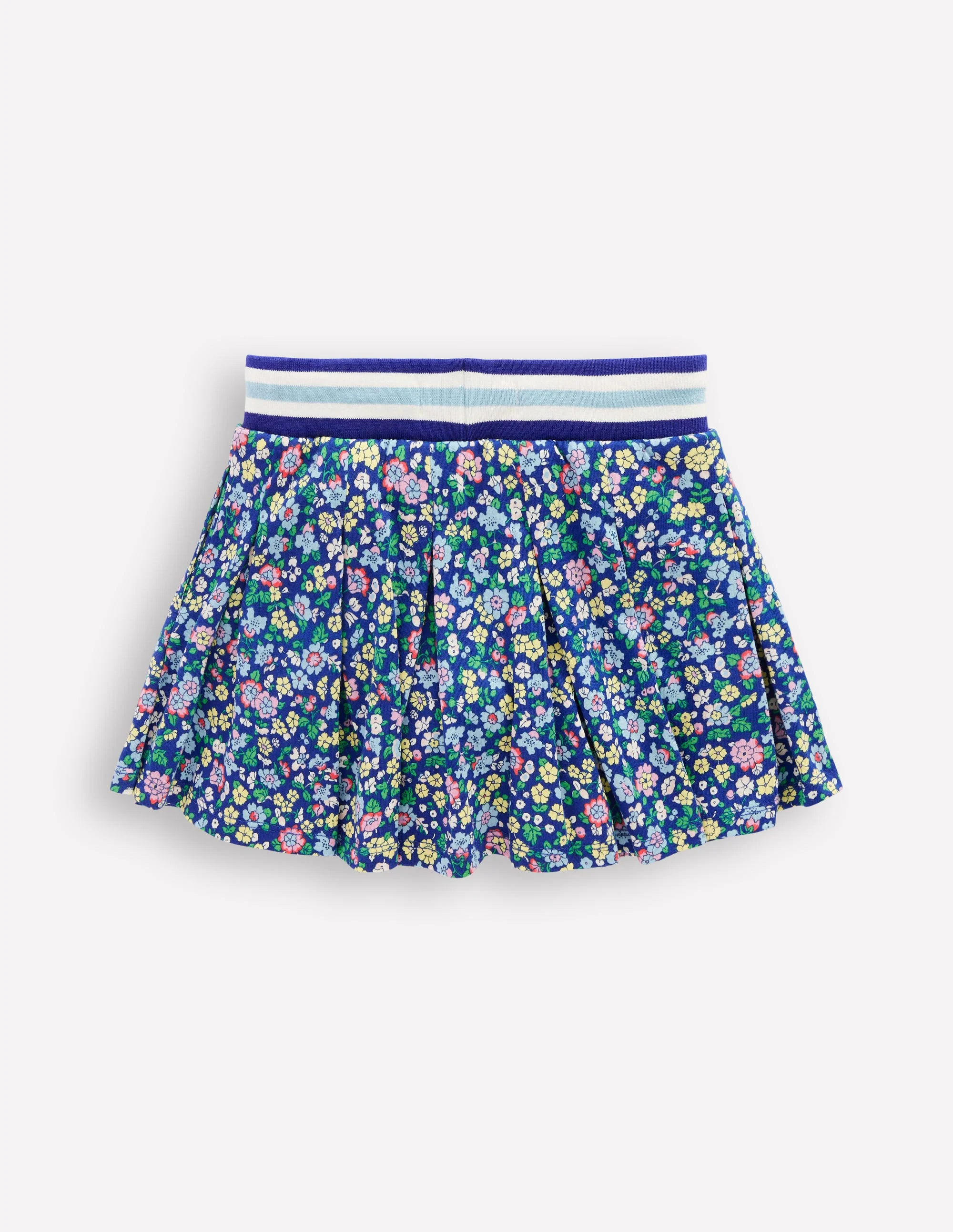 Pleated Jersey Skort-Sapphire Blue Nautical Floral - Image 2