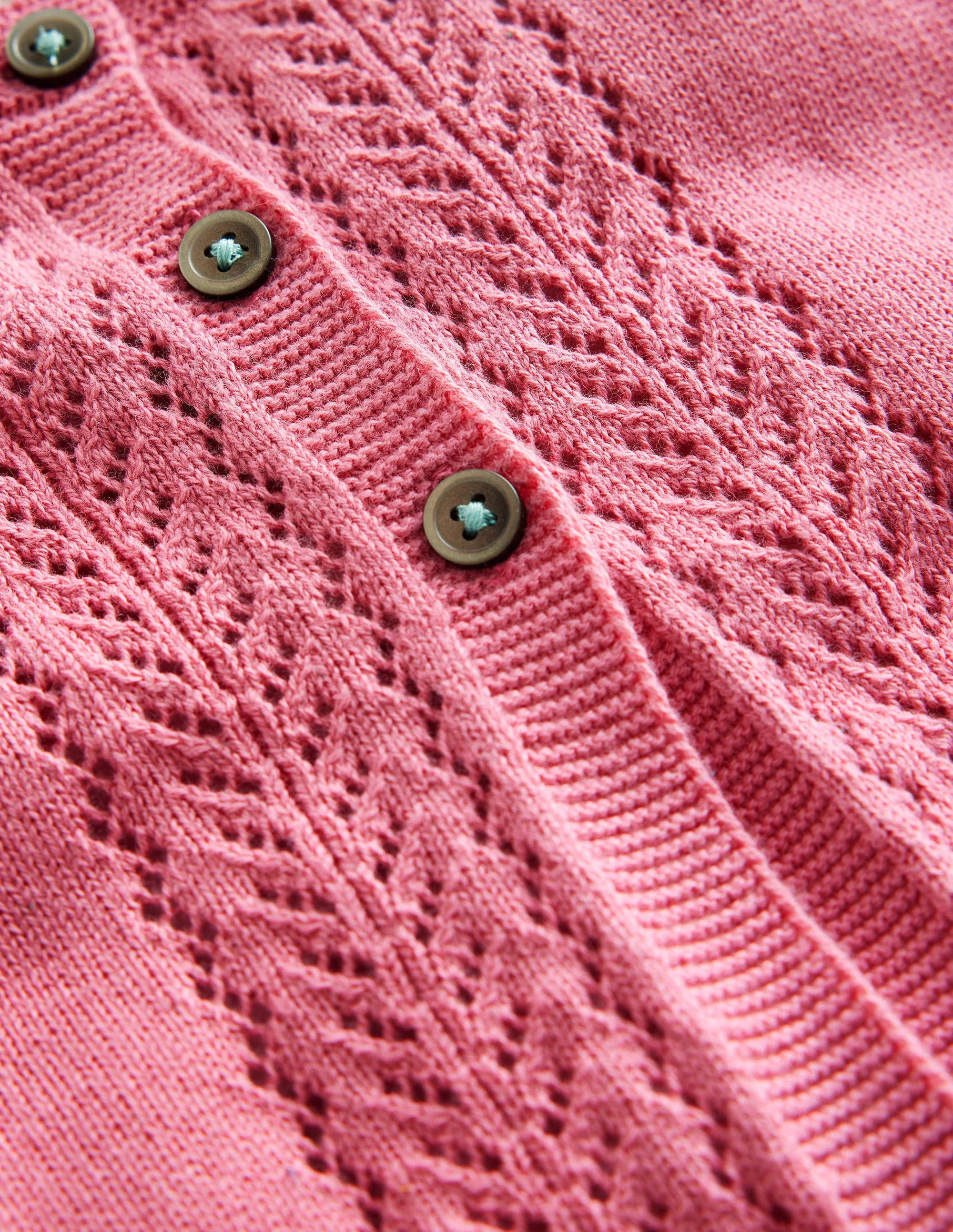 Pointelle Cotton Cardigan-Formica Pink - Image 3