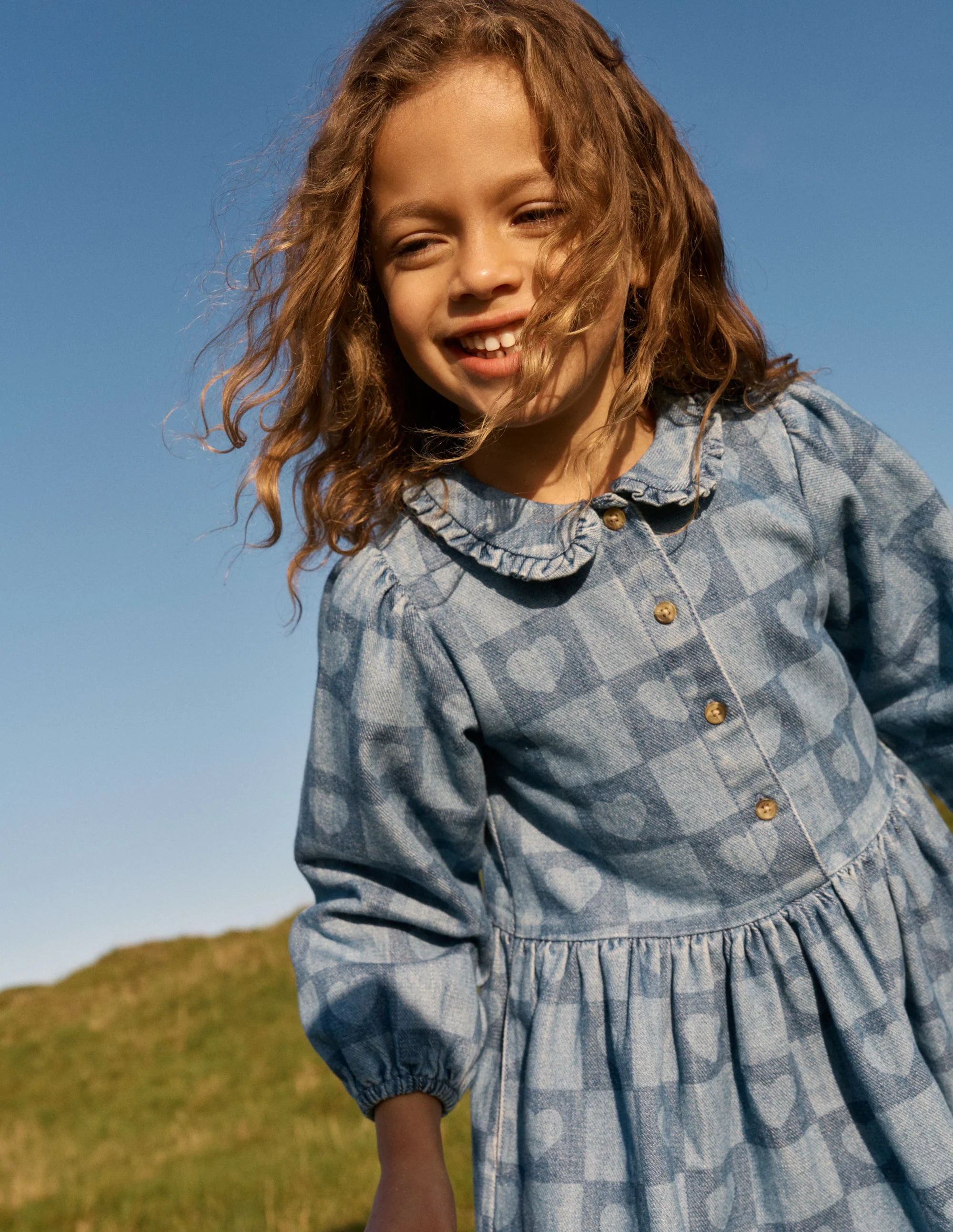 Pretty Shirt Dress-Denim Heart Stamp - Image 4