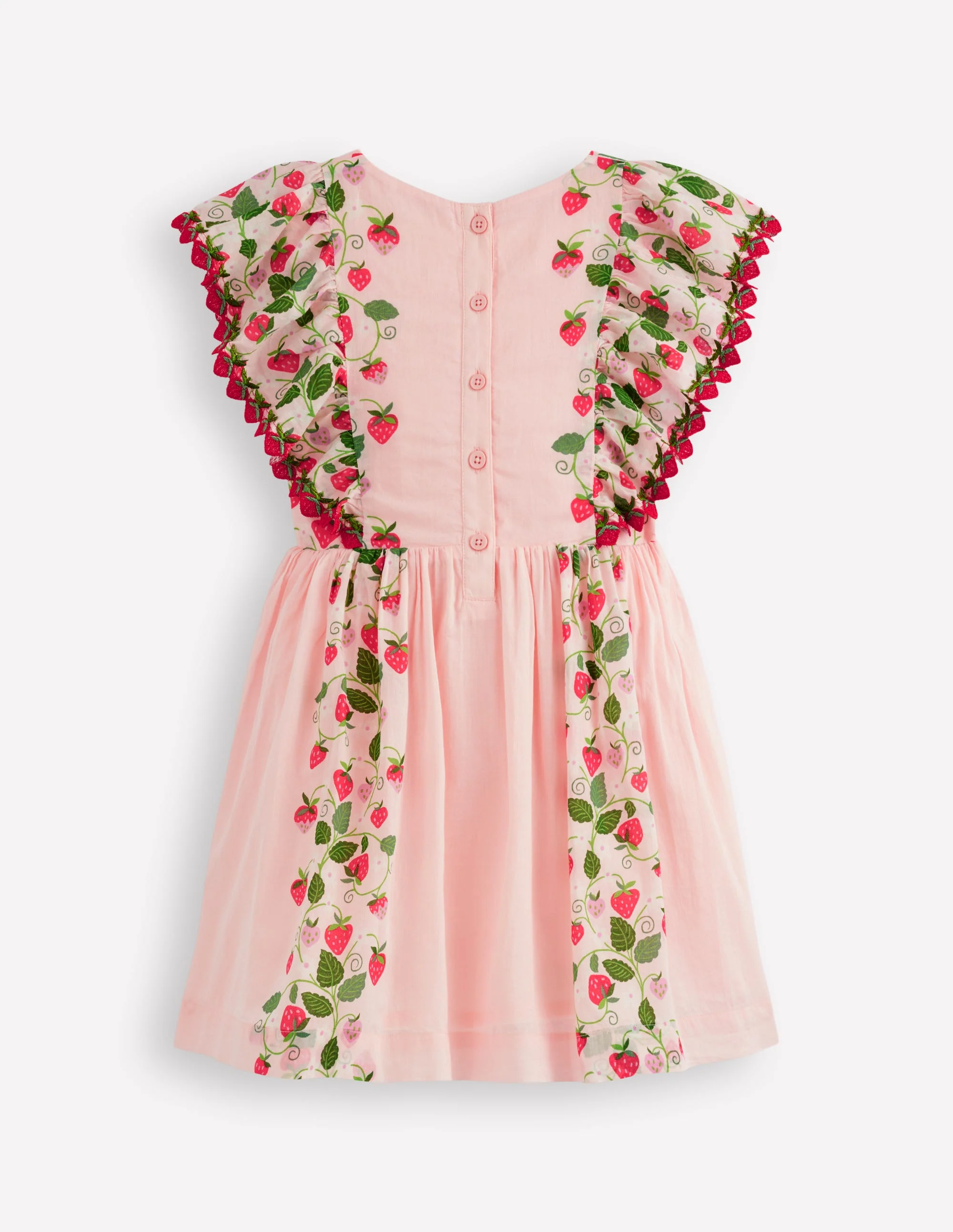 Pretty Woven Dress-Chalk Pink Strawberry Vine - Image 2