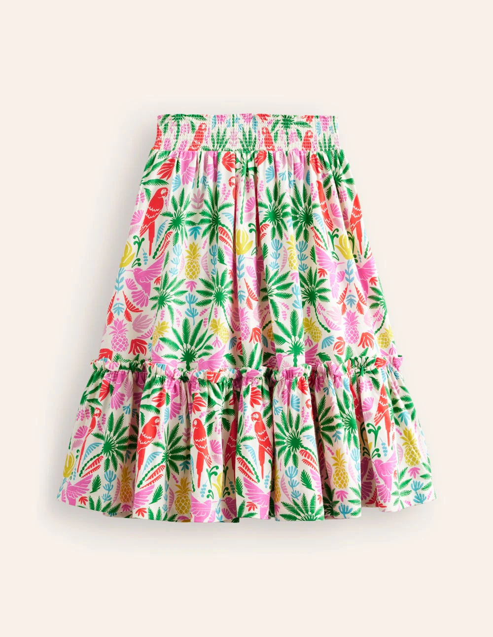 Printed Jersey Midi Skirt-Multi Rainbow Palm - Image 2