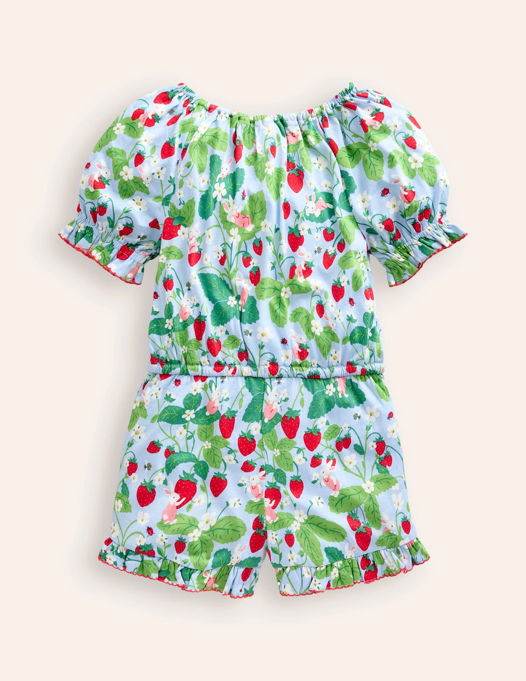 Printed Jersey Romper-Strawberry Field - Image 2