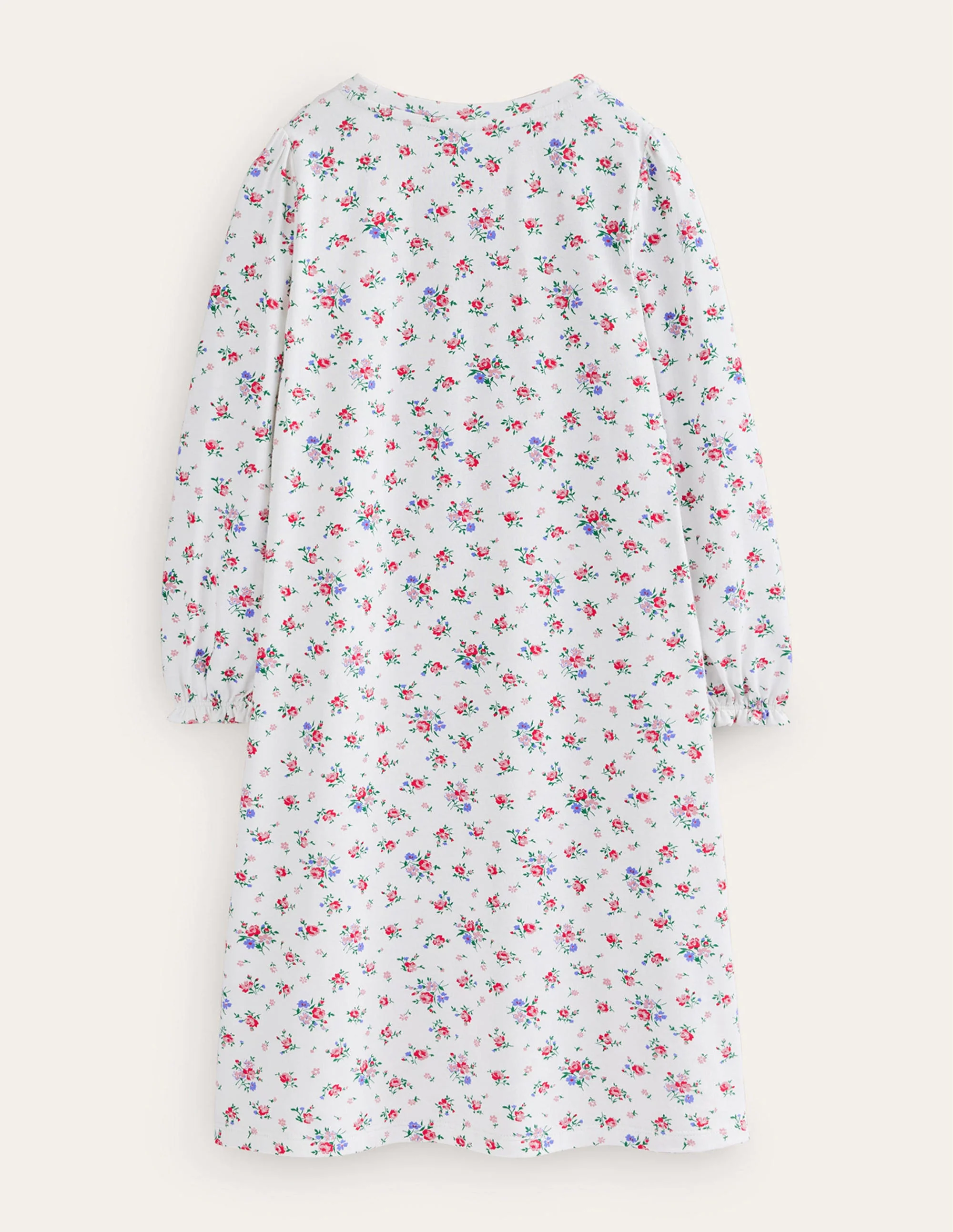 Printed Long-sleeved Nightie-Ivory Bouquet - Image 2