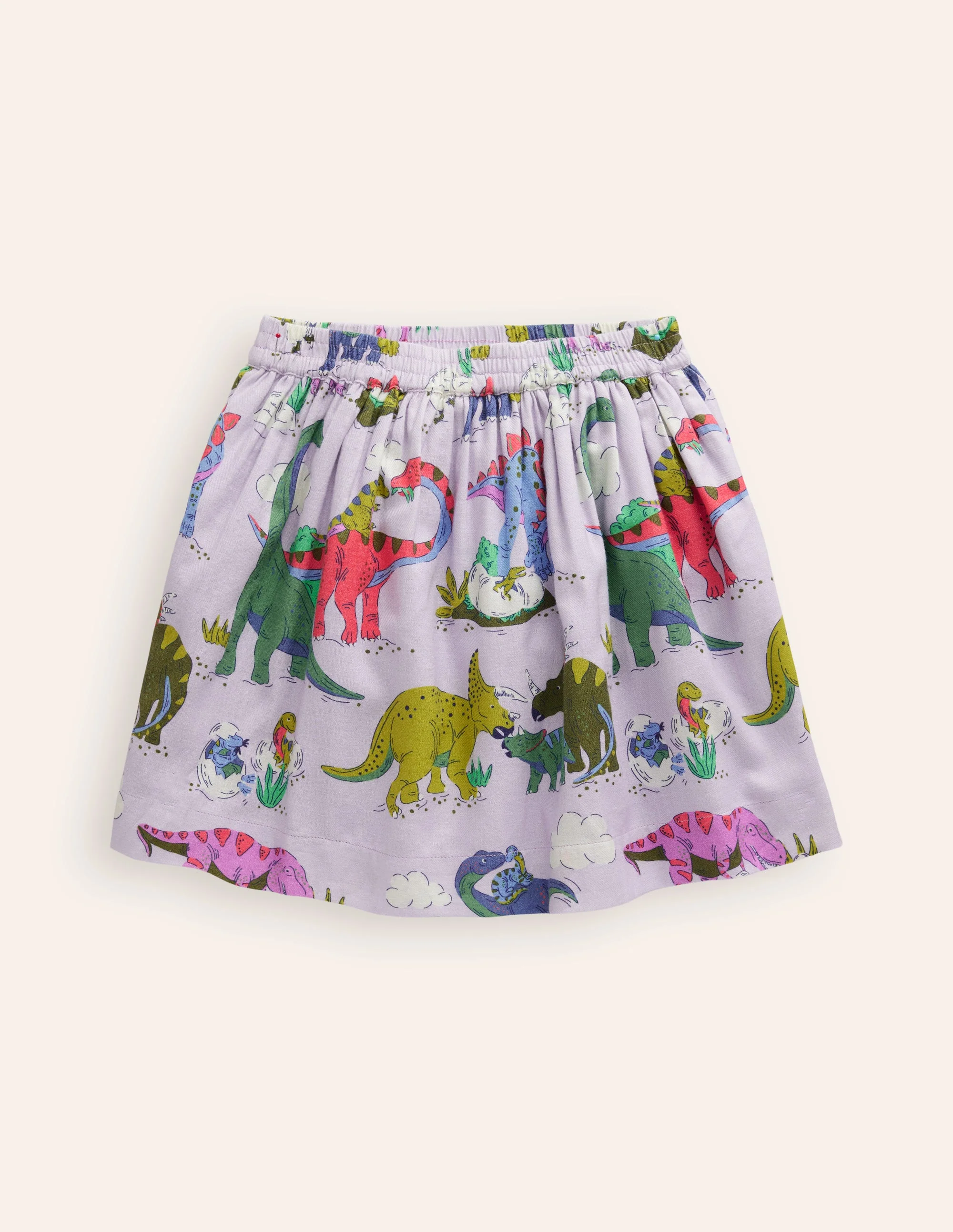 Printed Pull-On Twirly Skirt-Lilac Dino Family - Image 3