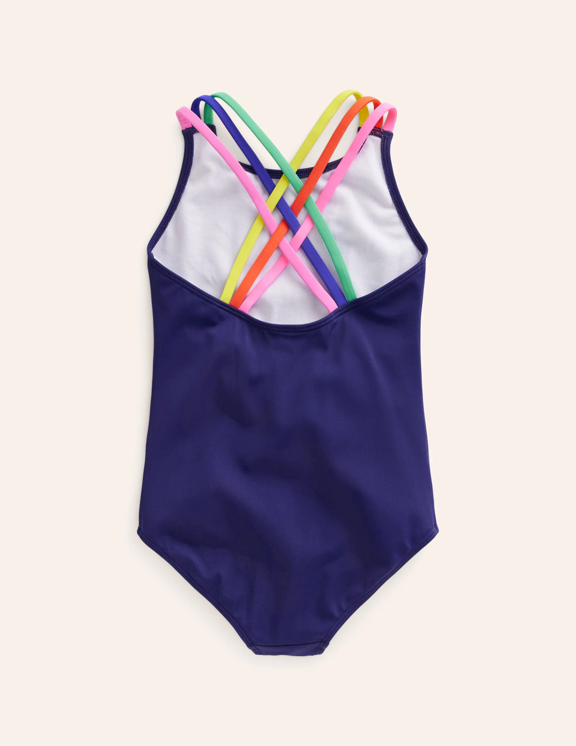 Rainbow Cross-Back Swimsuit-College Navy - Image 2
